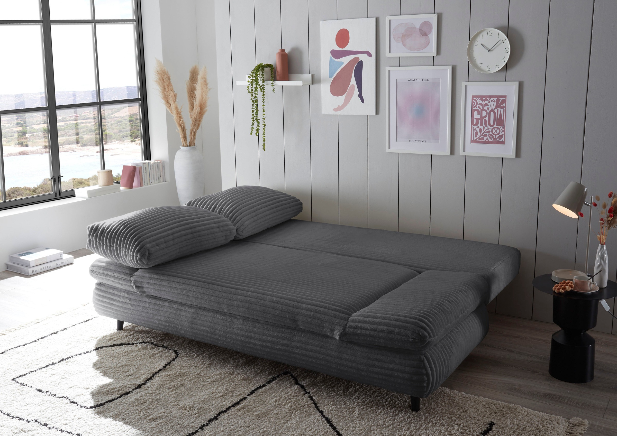 ED EXCITING DESIGN Schlafsofa »Sunny«, mit Bettkasten, Armteilverstellung & 2 Rückenkissen