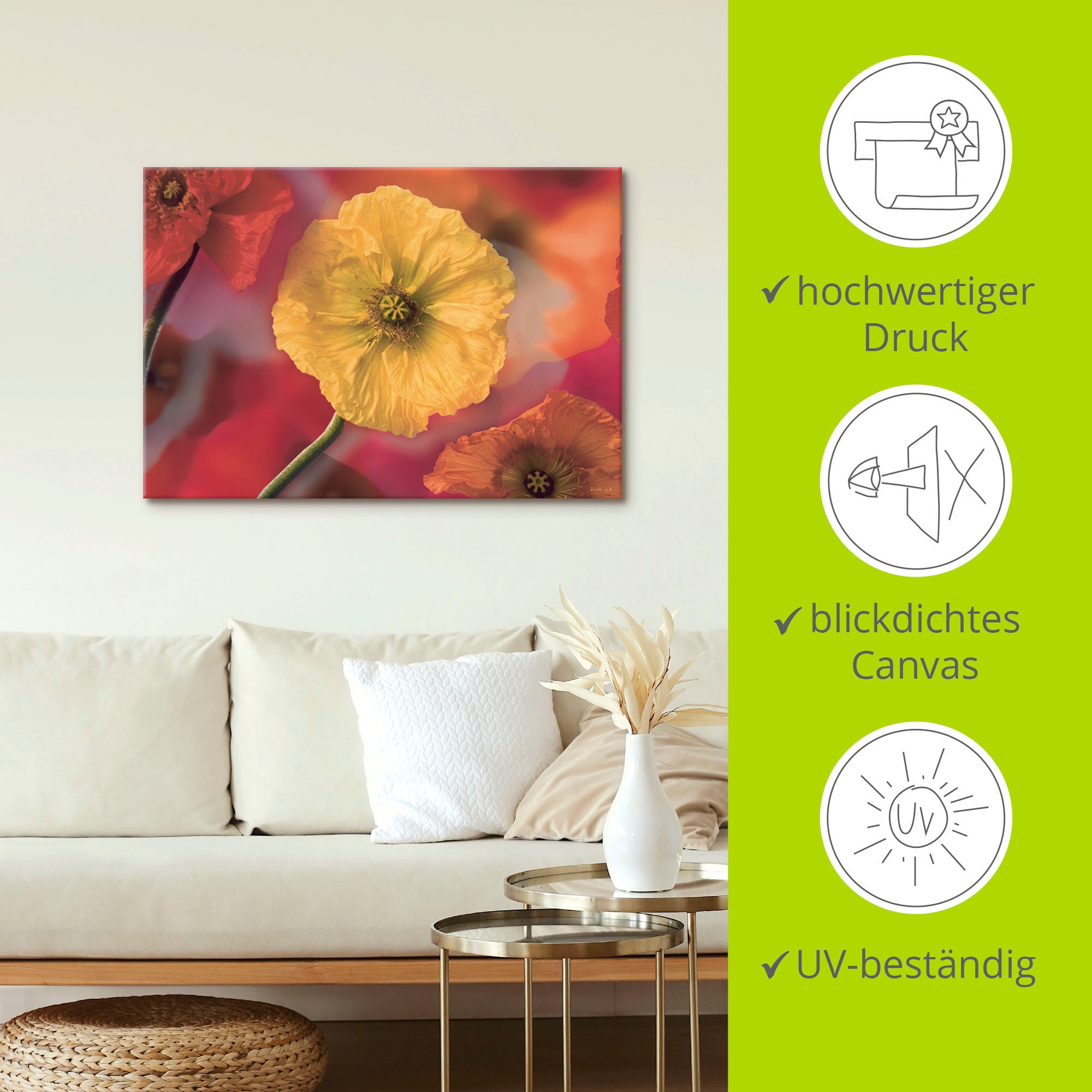 Artland Wandbild »Fotokollage Mohnblumen«, Blumenbilder, (1 St.), als  Leinwandbild, Wandaufkleber oder Poster in versch. Größen auf Rechnung  bestellen
