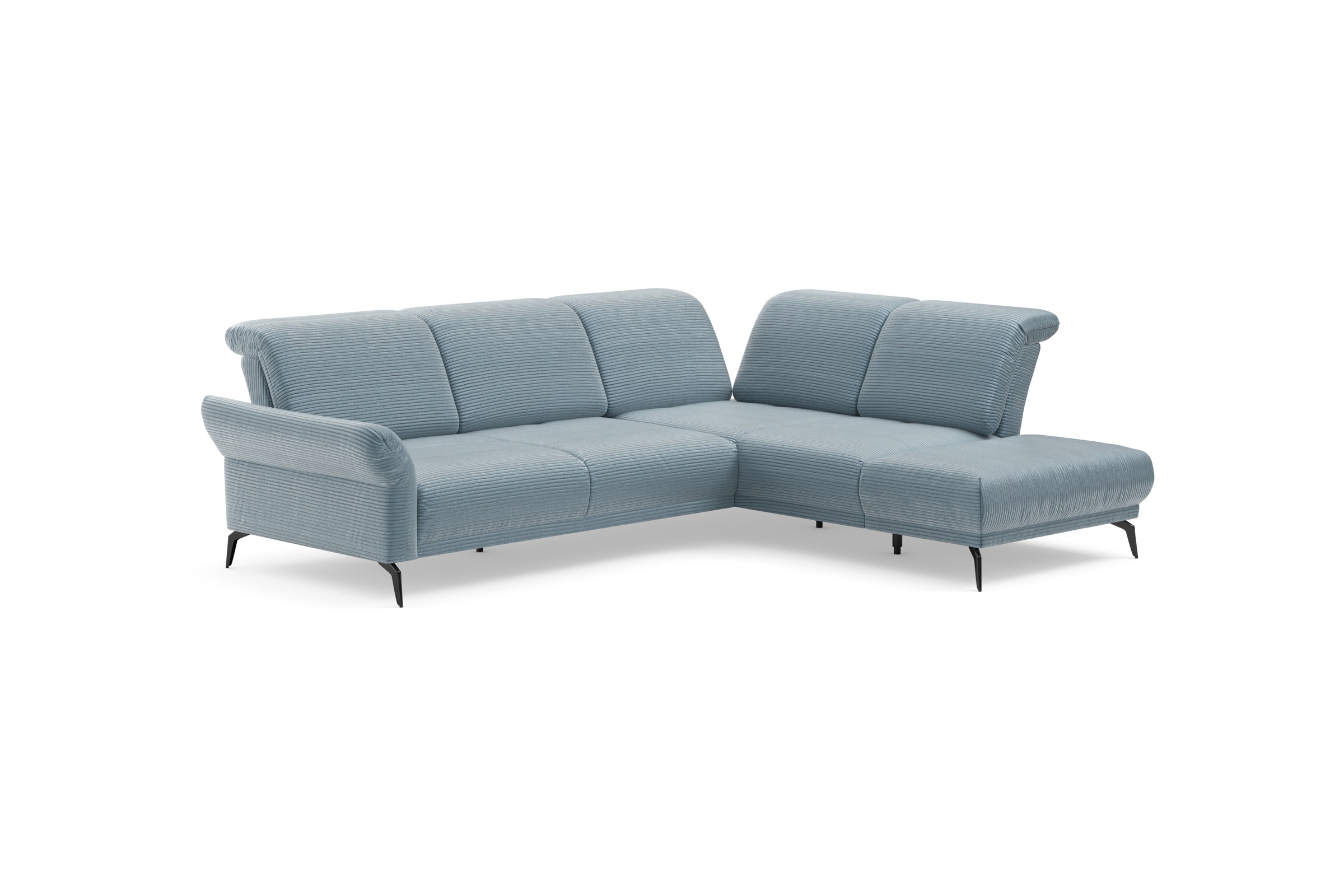 INOSIGN Ecksofa »Coco L-Form«, Sitztiefen-, Arm- und Kopfteilverstellung, Cord-Bezug, Fußhöhe 15 cm