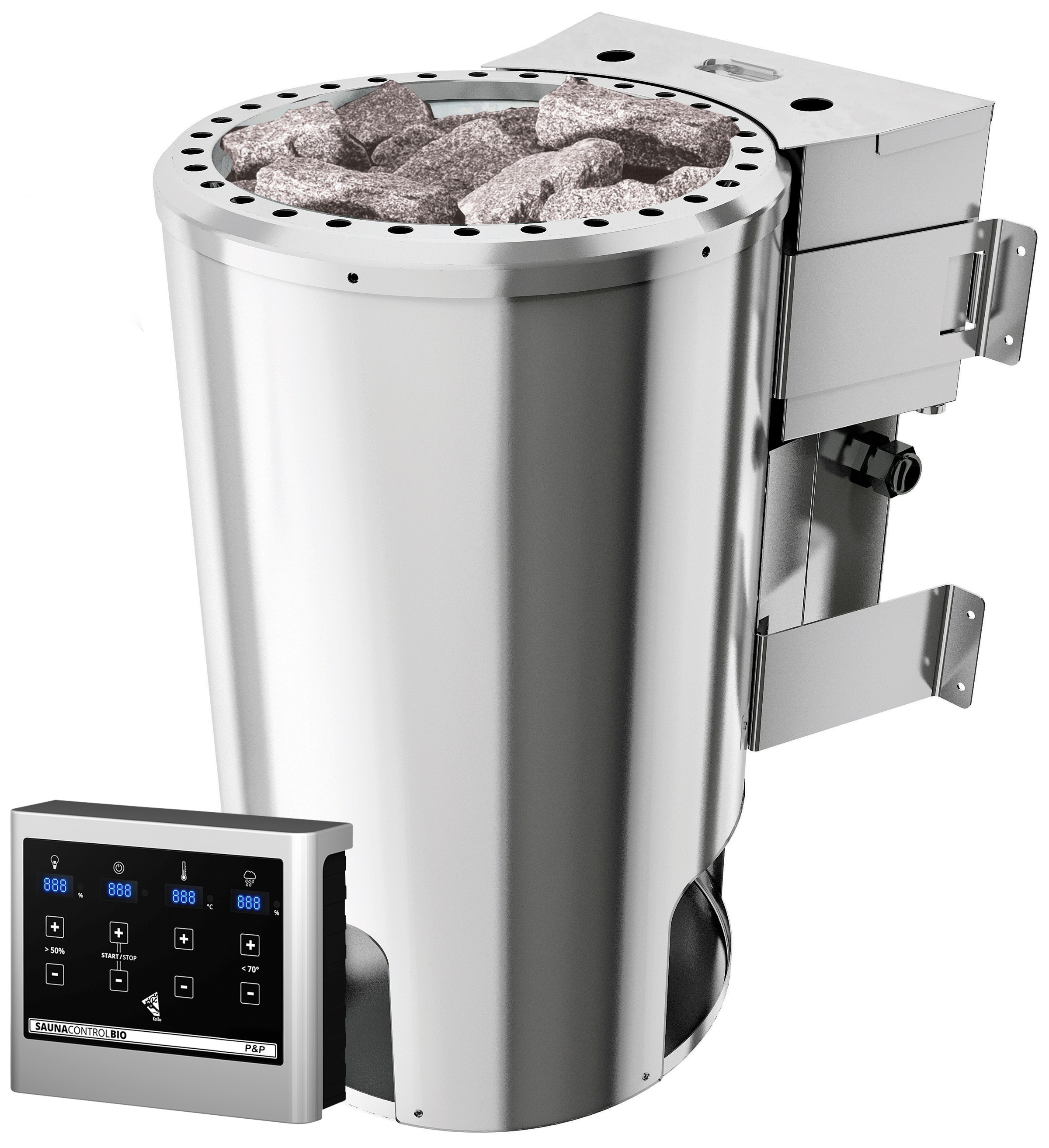 Karibu Sauna »Finja« Set,  3,6-kW-Bio-Plug & Play Ofen mit externer Steuerung