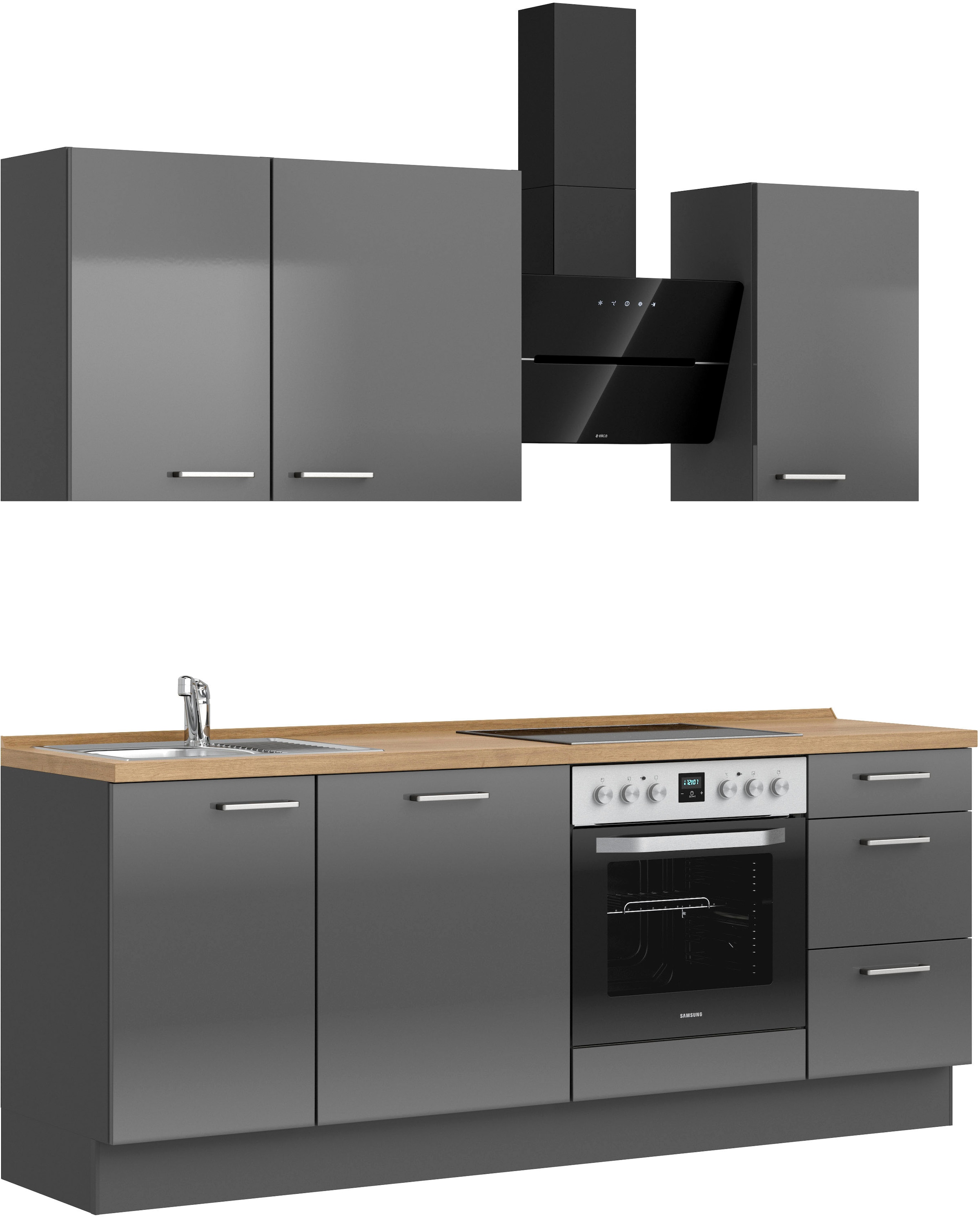 nobilia® Küchenzeile »"Flash II"«, vormontiert, Ausrichtung wählbar, Breite 210 cm, wahlw. mit E-Geräten