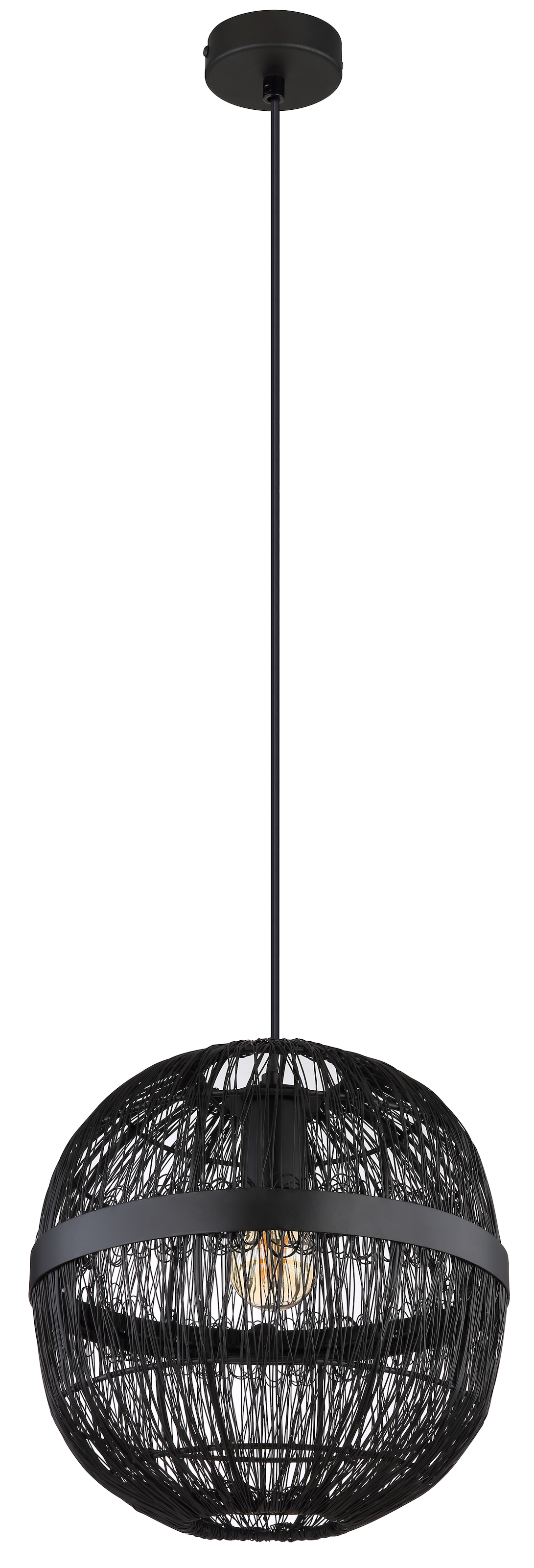 GLOBO LIGHTING Hängeleuchte »HERMI II«, Leuchtmittel E27 | ohne Leuchtmittel, Pendelleuchte / Wohnbereich /schwarz / Metallgeflecht / Kugel