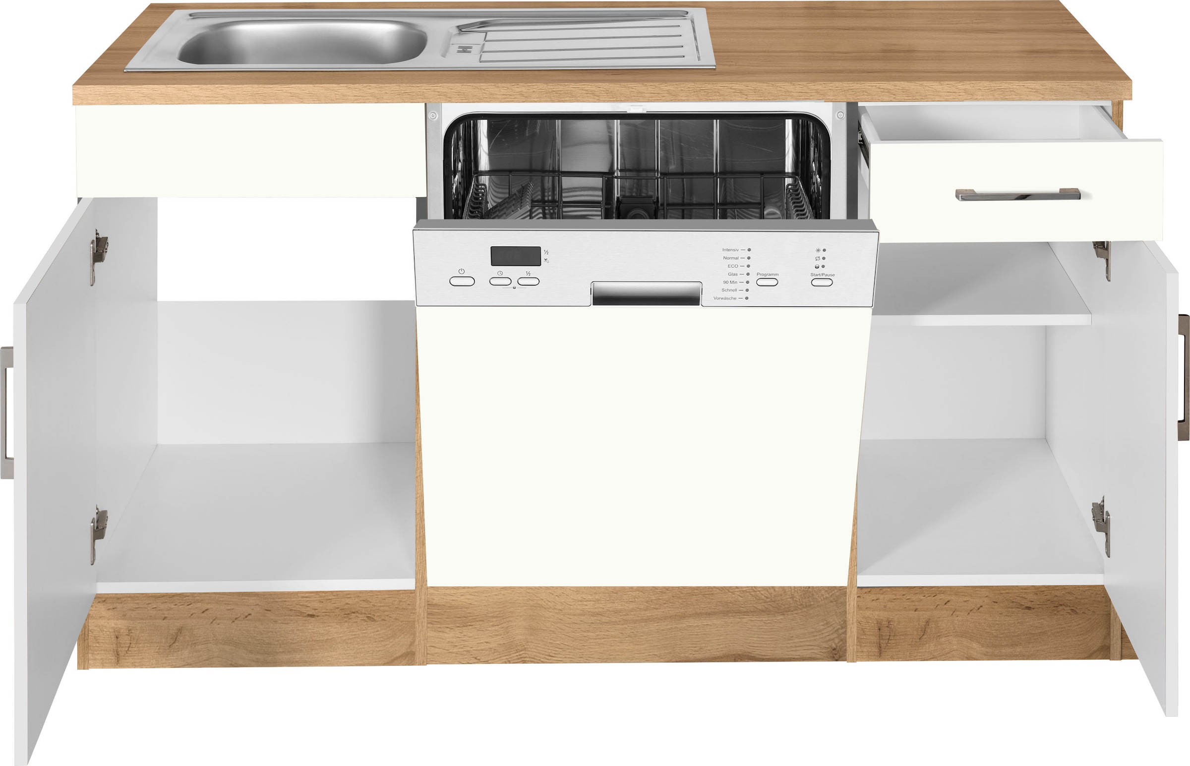 KOCHSTATION Winkelküche »KS-Colmar«, mit E-Geräten, Stellbreite 210/360 cm