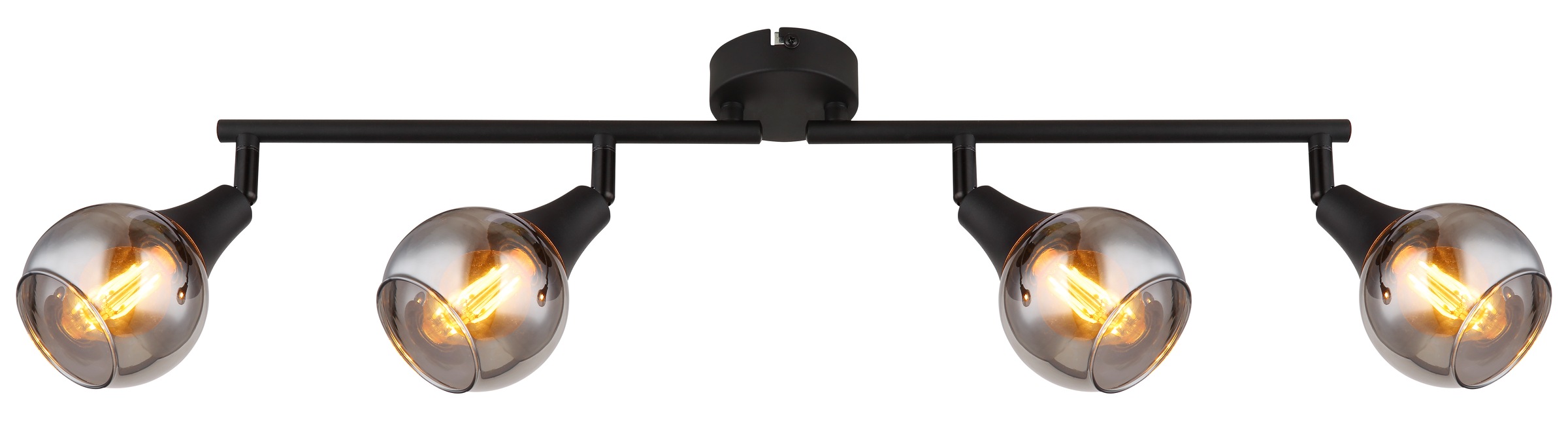 GLOBO LIGHTING Deckenstrahler »GLYPTAR«, Leuchtmittel E14 | ohne Leuchtmittel, Deckenspot/schwarz/Glas rauchfarben/Wohnzimmer/Flur