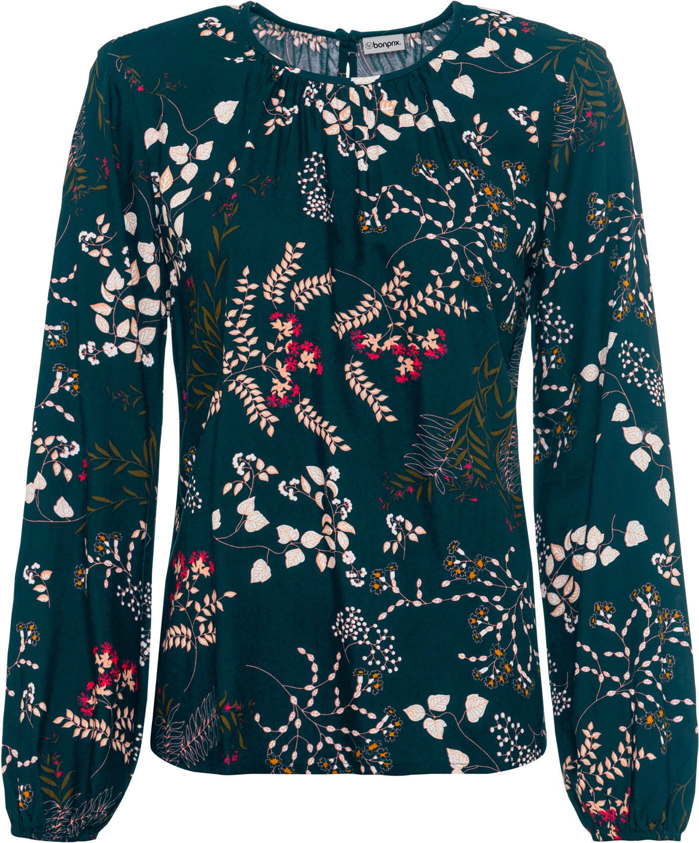 bonprix Druckbluse »Bluse aus nachhaltiger Viskose« bequeme Passform, aus Viskose, Schlitz mit Knopfverschluss im Rücken