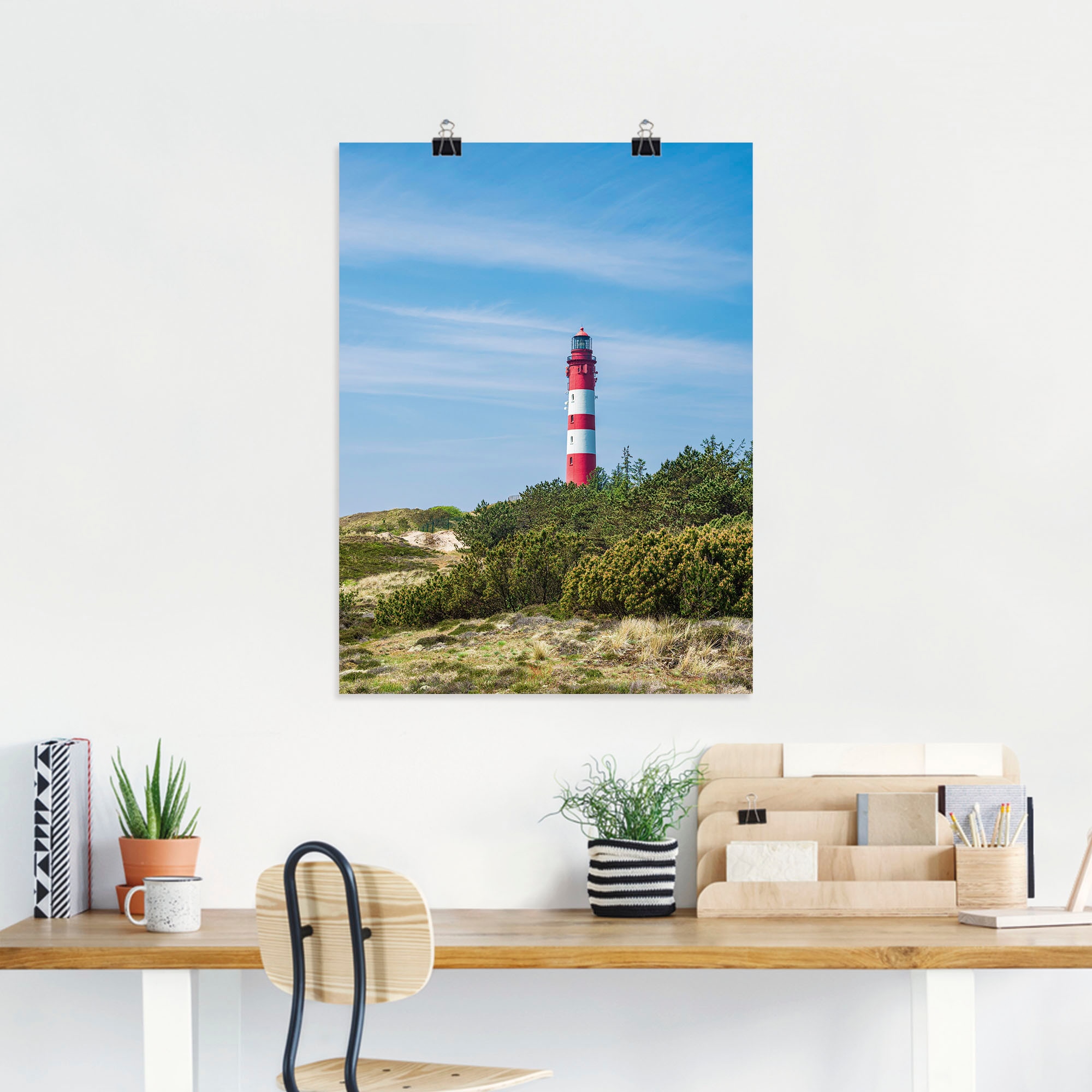 Artland Wandbild »Leuchtturm in Wittdün auf Insel Amrum«, Gebäude, (1 St.), als Alubild, Leinwandbild, Wandaufkleber oder Poster in versch. Größen