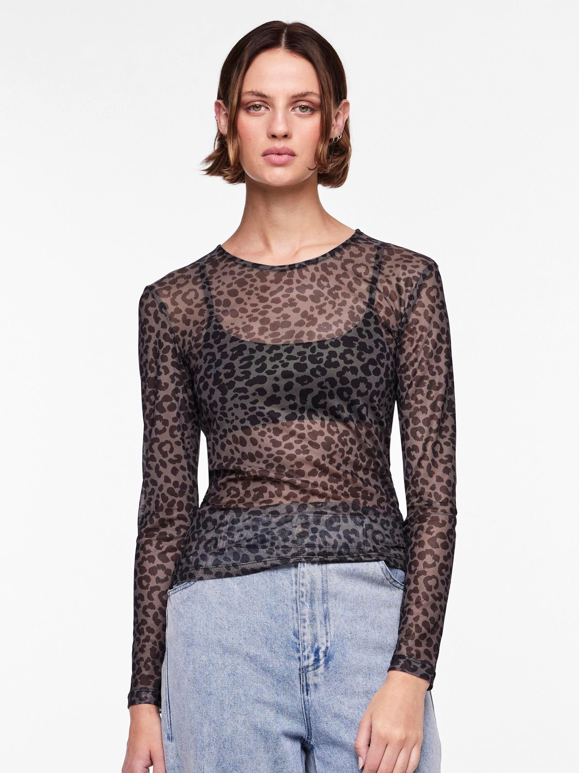 pieces Langarmshirt »PCNINNI LS MESH TOP NOOS BC« Materialmix, regular fit