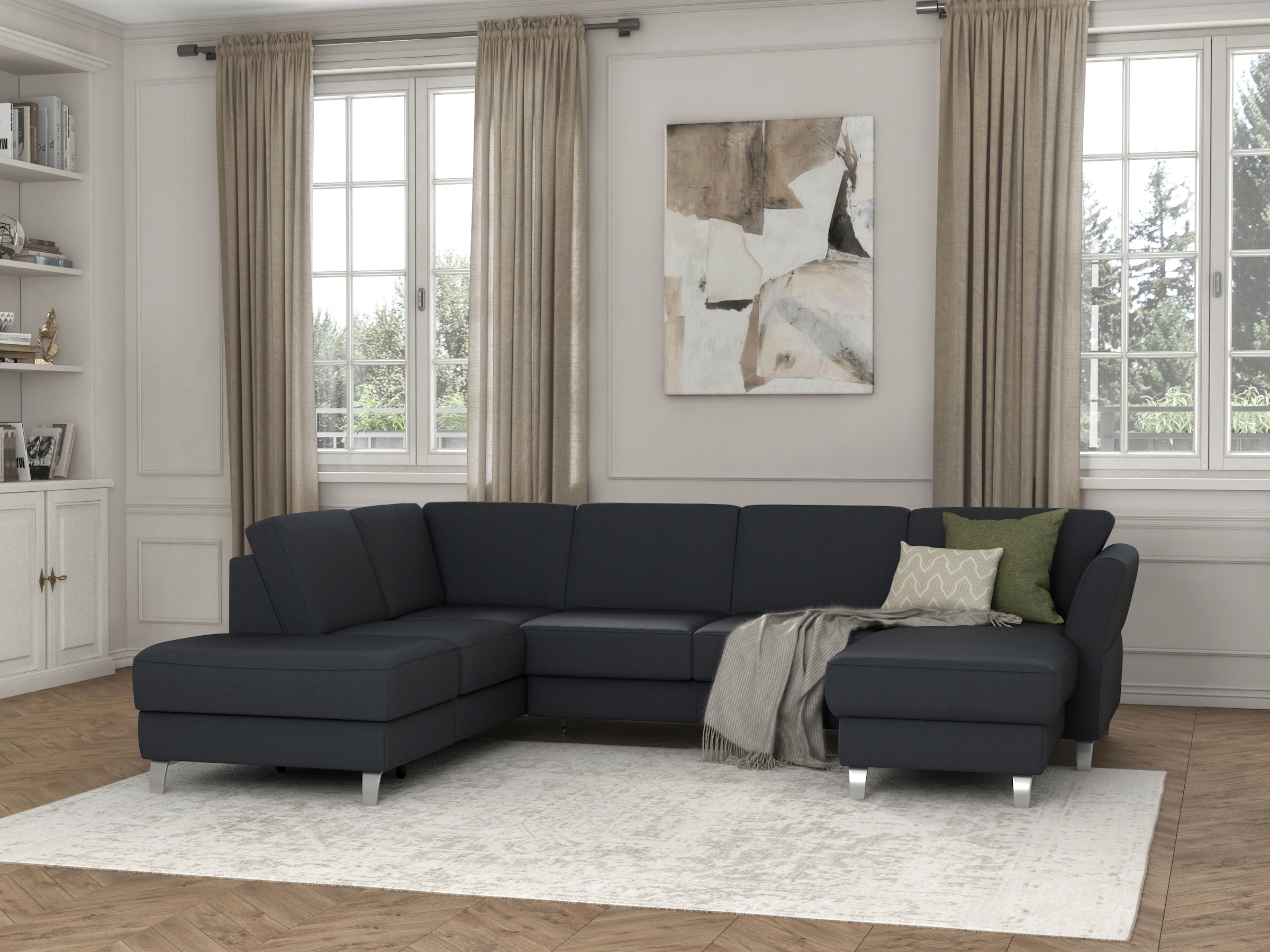 sit&more Wohnlandschaft »Visby U-Form«, Wahlweise mit Bettfunktion und Stauraum, frei im Raum stellbar