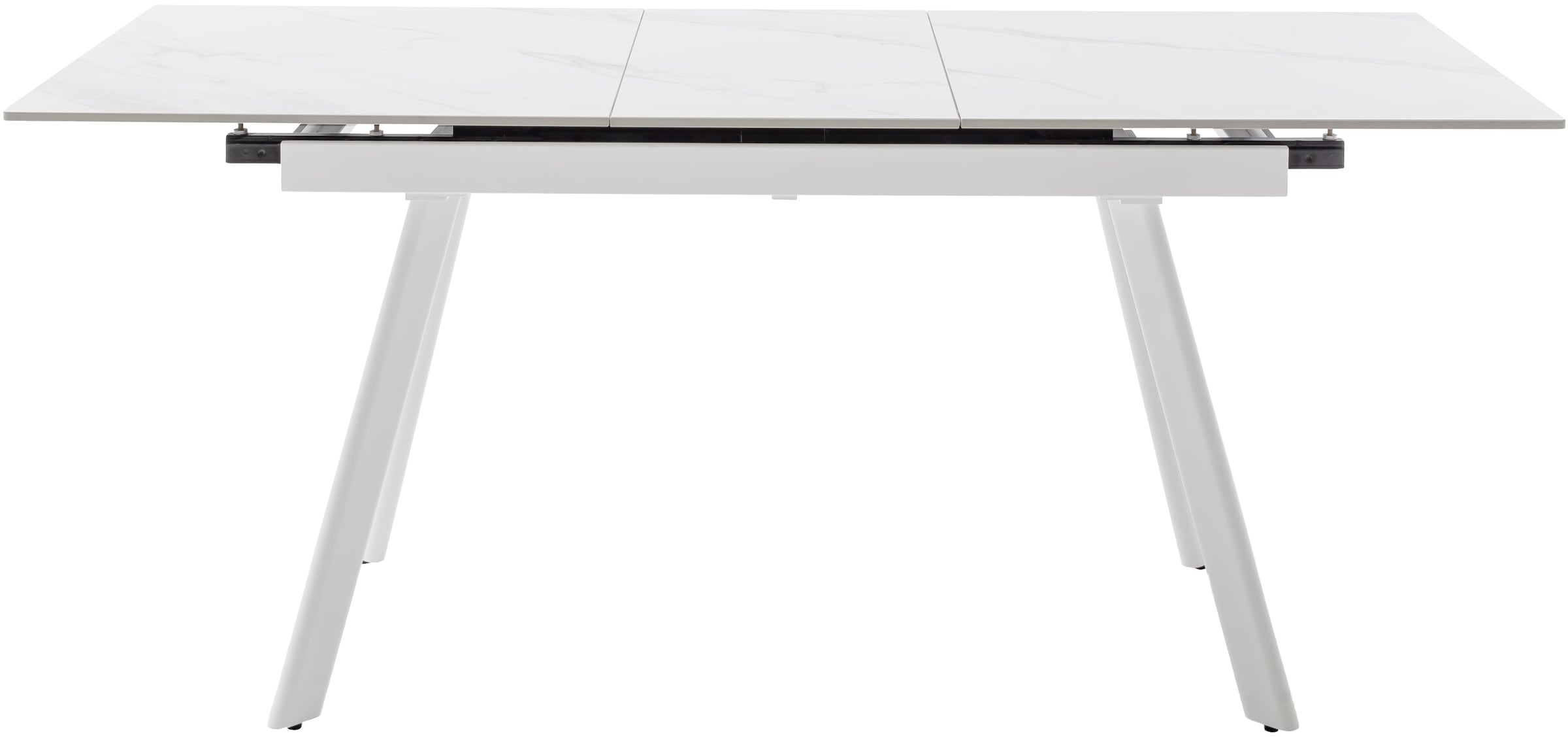 MCA furniture Esstisch »PARENZO Auzugtisch 140-180 cm weiß marmoriert - bis 8 Personen«, (1 St.), Keramik, Metall weiß, Synchronauszug, ausziehbar, 6-8 Personen