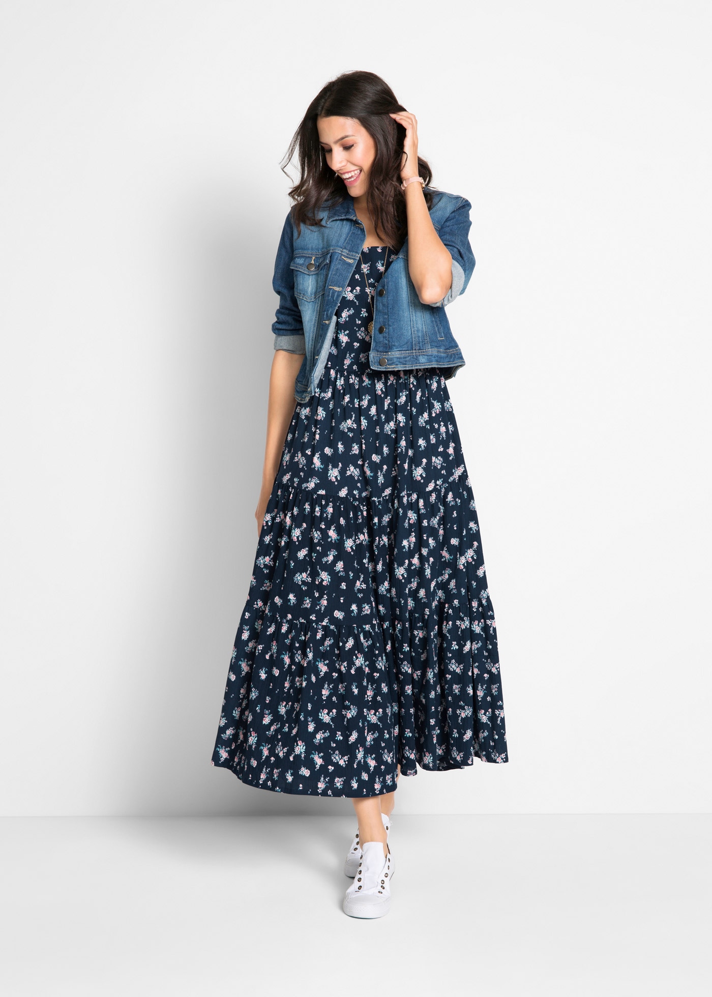 bonprix Maxikleid Kleid aus reiner Baumwolle