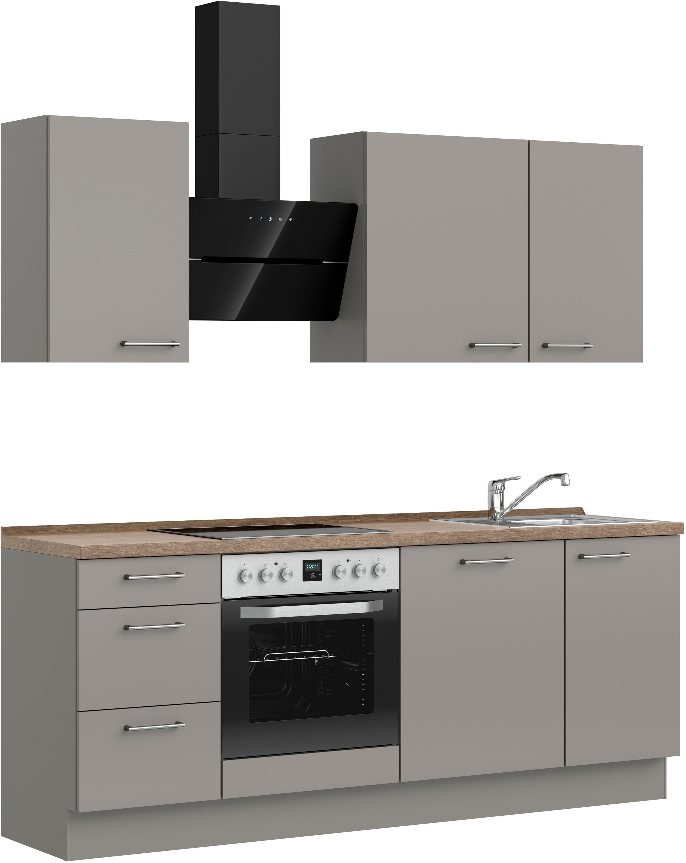 nobilia® Küchenzeile »"Laser II"«, vormontiert, Ausrichtung wählbar, Breite 210 cm, wahlw. mit E-Geräten