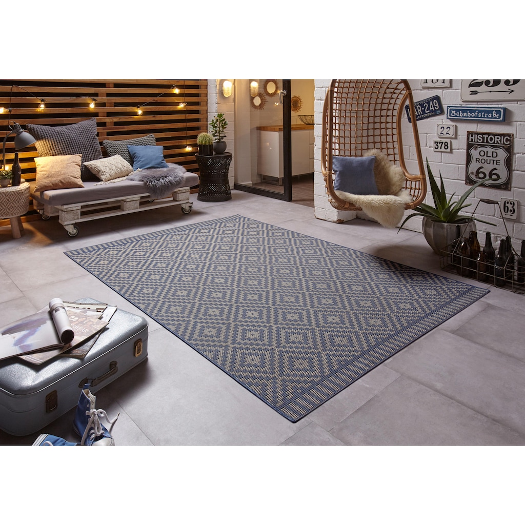 freundin Home Collection Teppich »Breeze«, rechteckig, In-und Outdoor geeignet, Rauten Design, Pflegeleicht, Flachgewebe