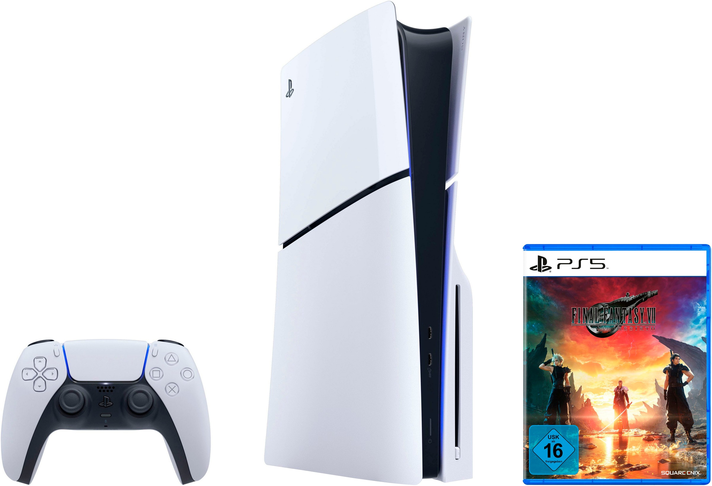 PLAYSTATION 5 Konsolen-Set »Disk Edition (Slim) + Final Fantasy VII Rebirth« 825 GB schwarz/weiß Tauche tiefer in die Welt von FINAL FANTASY VII...