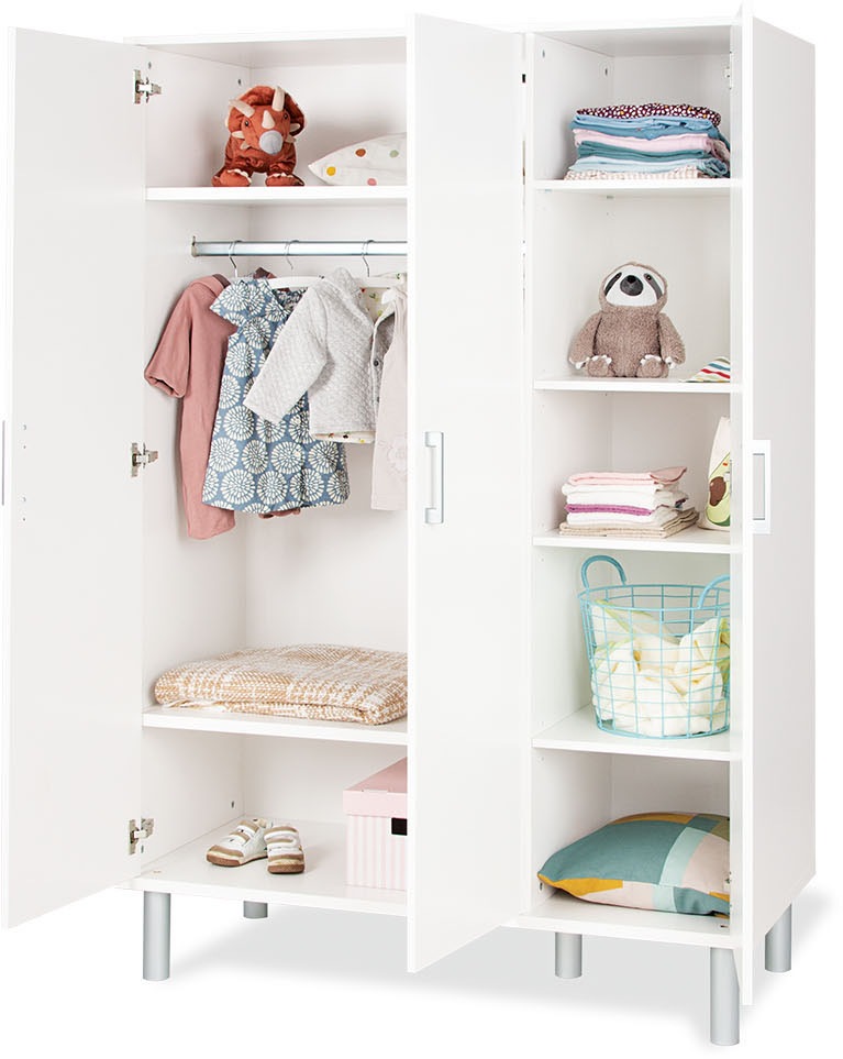 Pinolino® Babyzimmer-Komplettset »Jarle breit groß«, (Set, 3 St., Gitterbett, Wickelkommode, Kleiderschrank), zum Juniorzimmer umbaubar