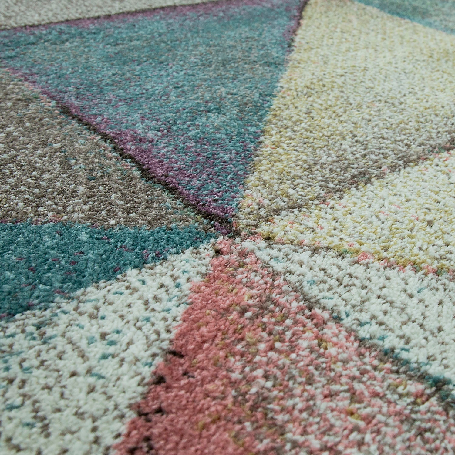 Paco Home Teppich »Kosy 513«, rechteckig, 13 mm Höhe, Kurzflor, buntes geometrisches Design, Pastell-Farben