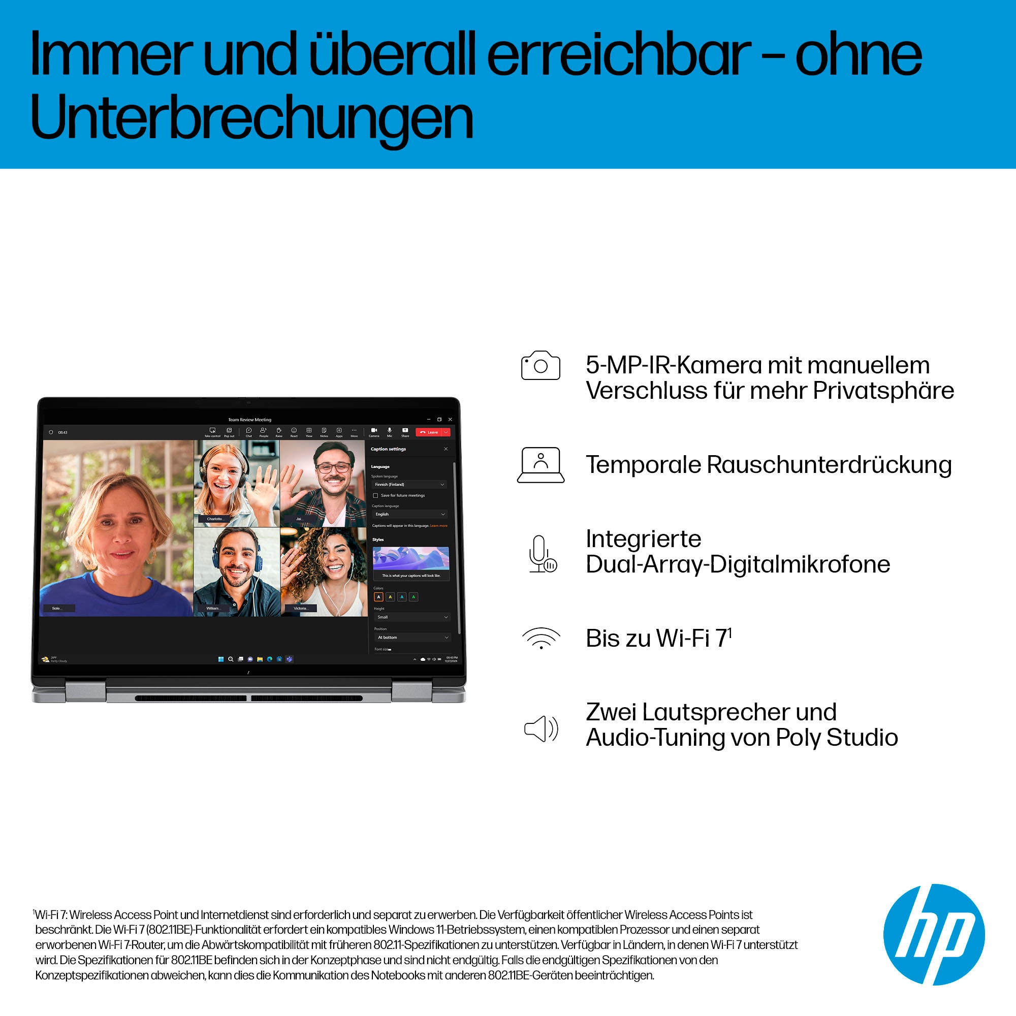 HP Convertible Notebook »OmniBook X Flip 14-fk0252ng«, 35,6 cm, / 14 Zoll, AMD, Ryzen™ AI 5, Radeon, 512 GB SSD