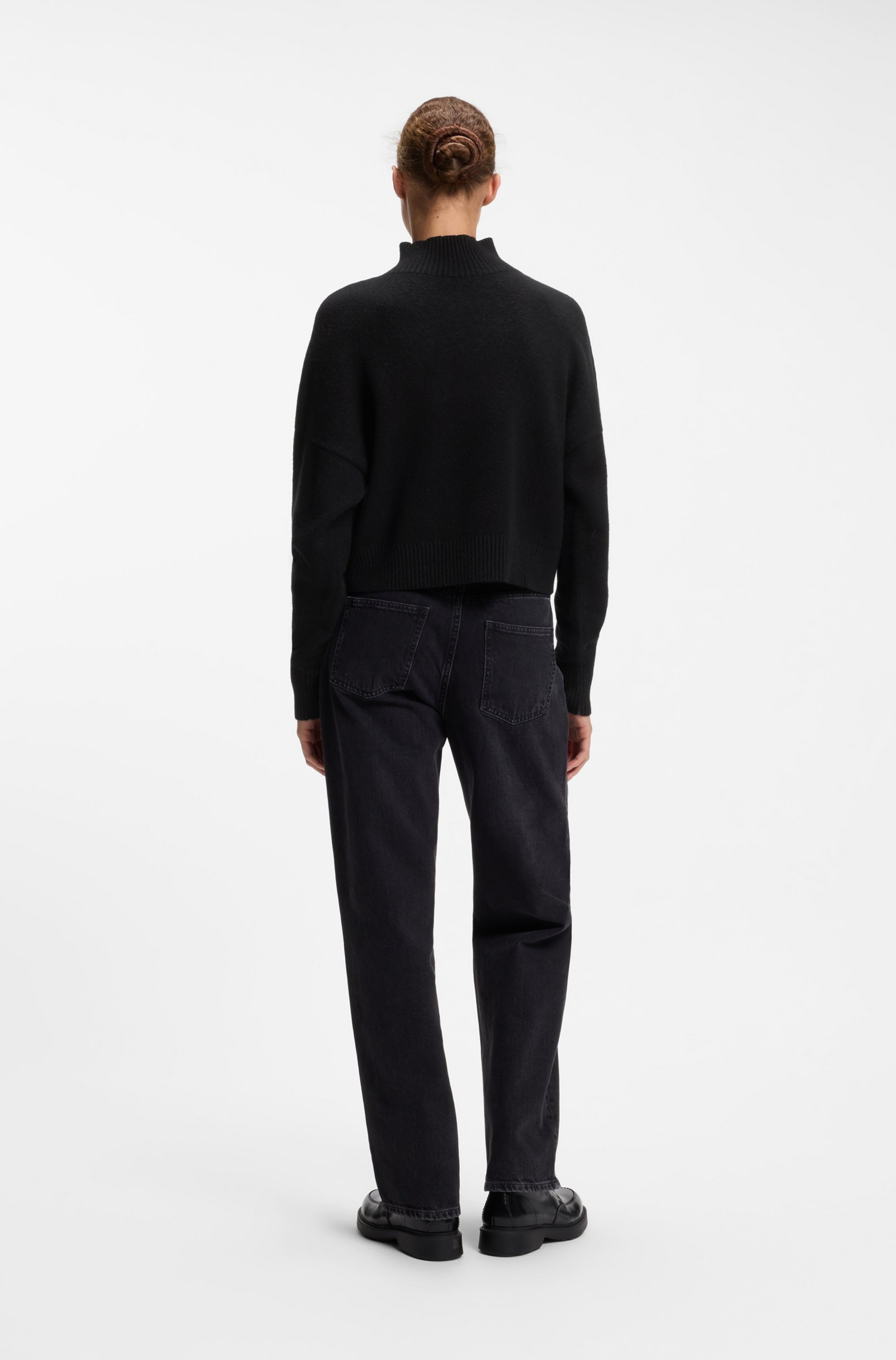 HUGO Stehkragenpullover »Sestya« mit tonaler Logostickerei, Relaxed Fit