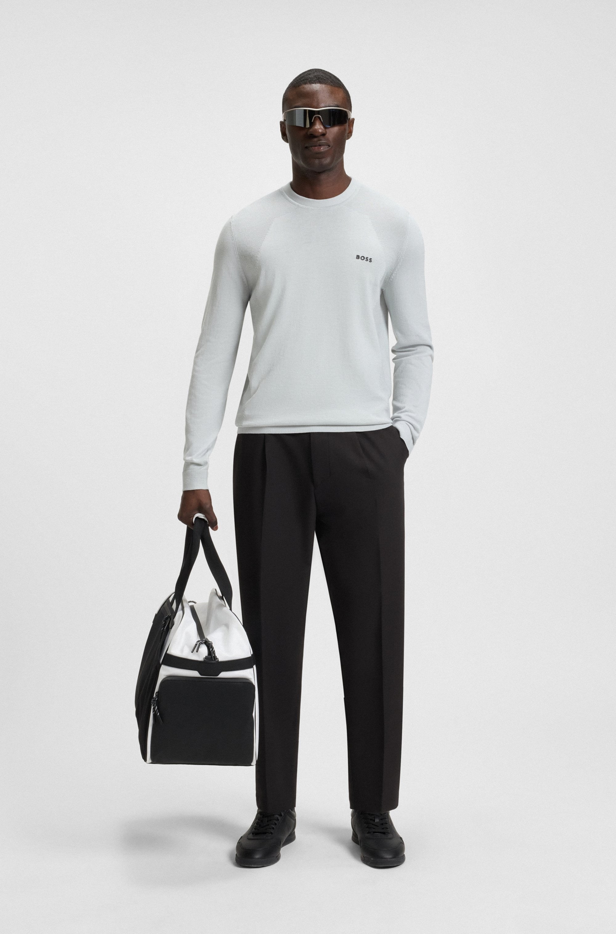 BOSS GREEN Webhose »T Convert-Pleat«, mit Zugbund und Markenlabel