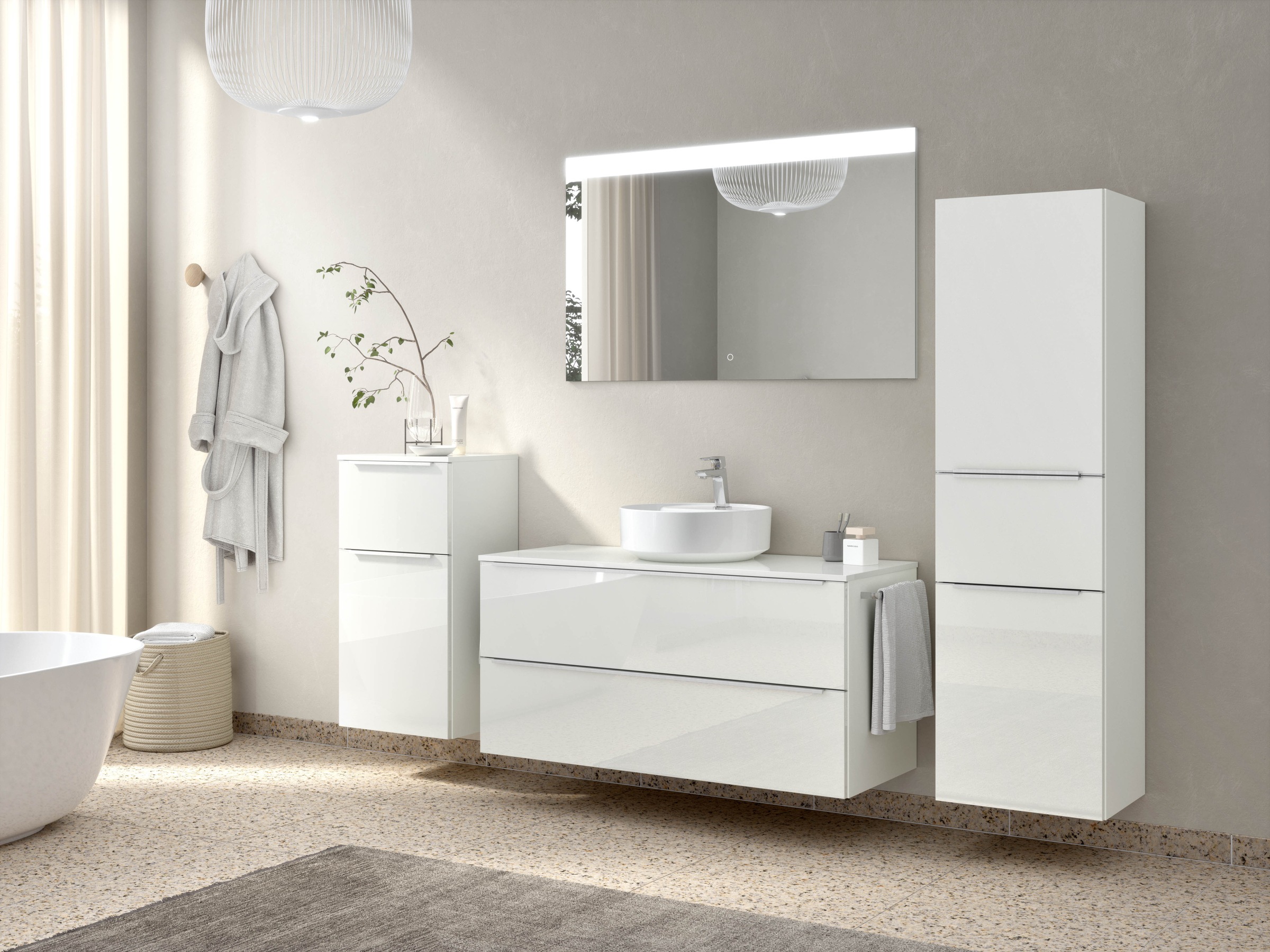 nobilia® Badmöbel-Set »Alvene«, (2 St., vormontiert, mit Soft-Close), Hochg günstig online kaufen