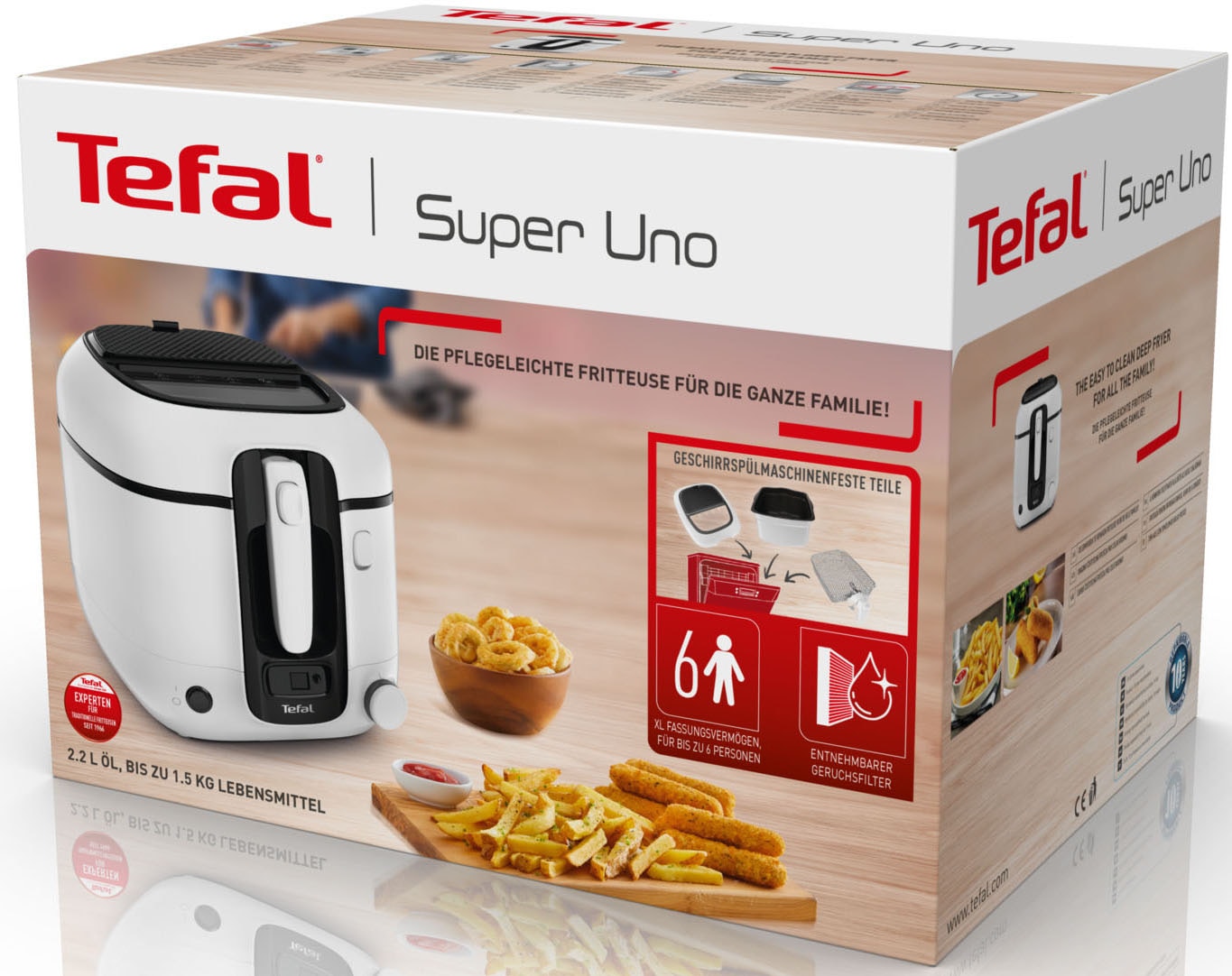 Tefal Fritteuse »Super Uno«, 1800 W, Fassungsvermögen 2,2 l, Kapazität 2,2 l Öl / 1,5 kg Frittiergut, spülmaschinengeeignet, FR3140