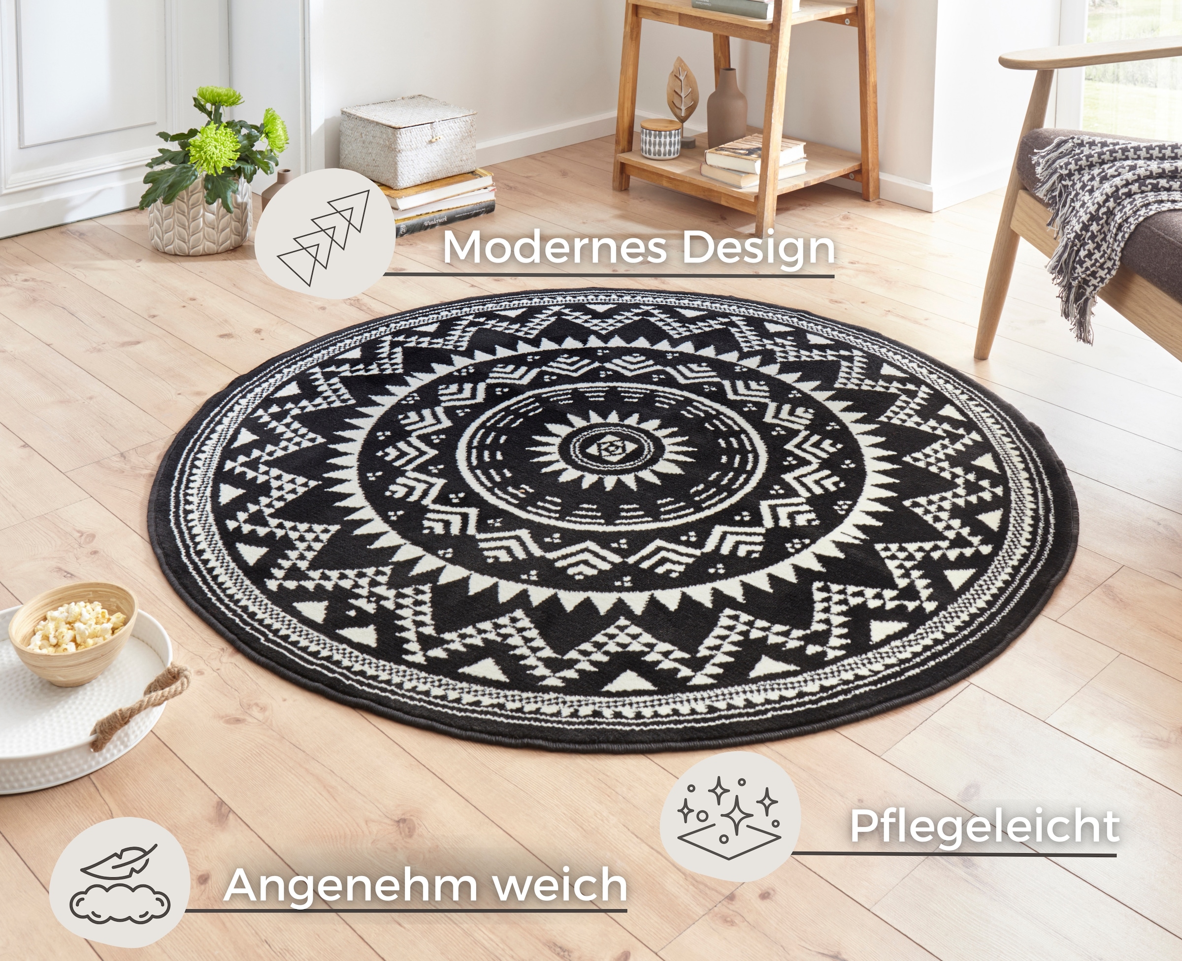 HANSE Home Teppich »Valencia«, rund, 9 mm Höhe, Kurzflor, Modern, Vintage, günstig online kaufen