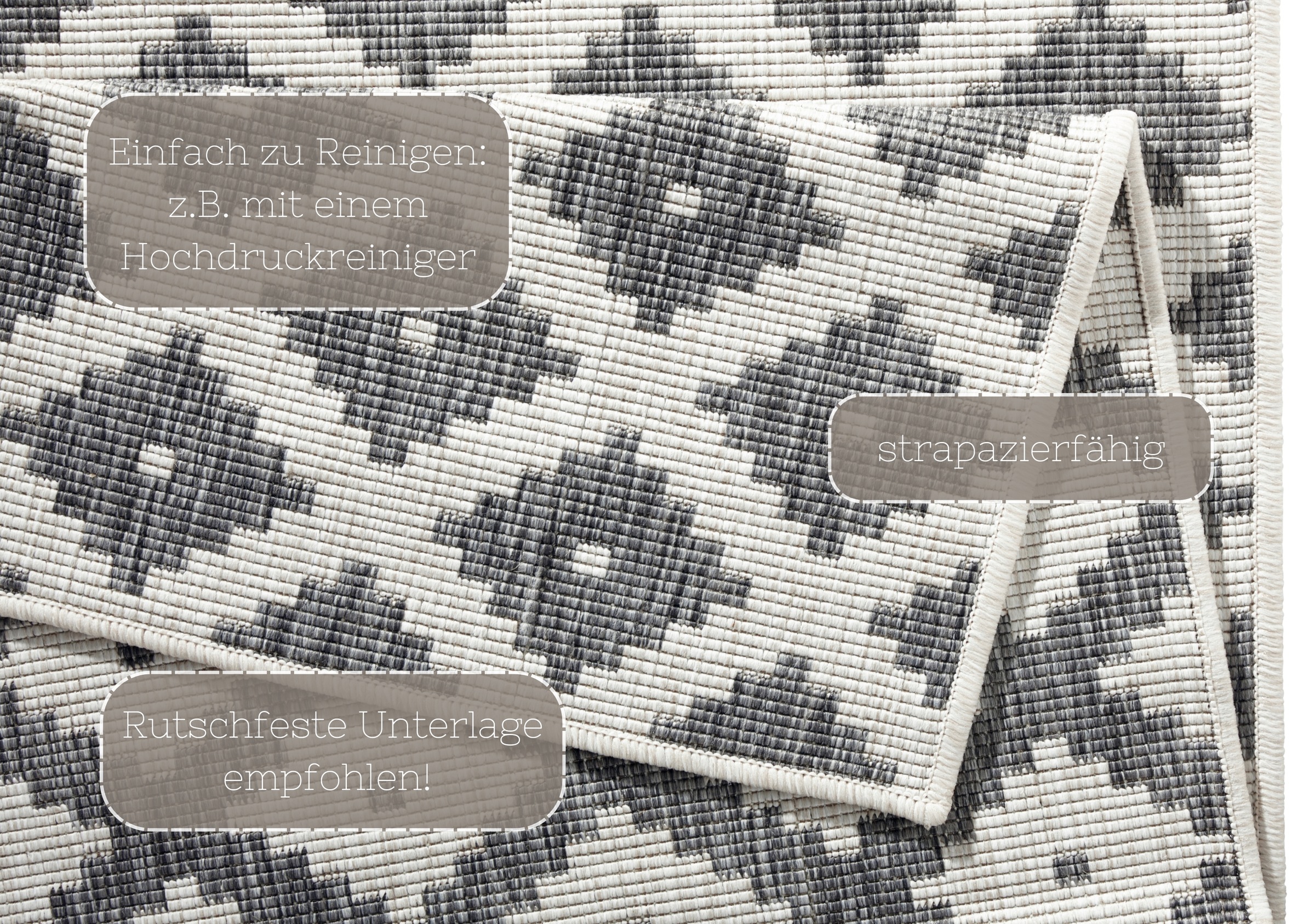 NORTHRUGS Teppich »Nizza Wendeteppich«, rechteckig, 5 mm Höhe, In-& Outdoor, Wetterfest, Balkon, Läufer, Wohnzimmer, Wasserfest