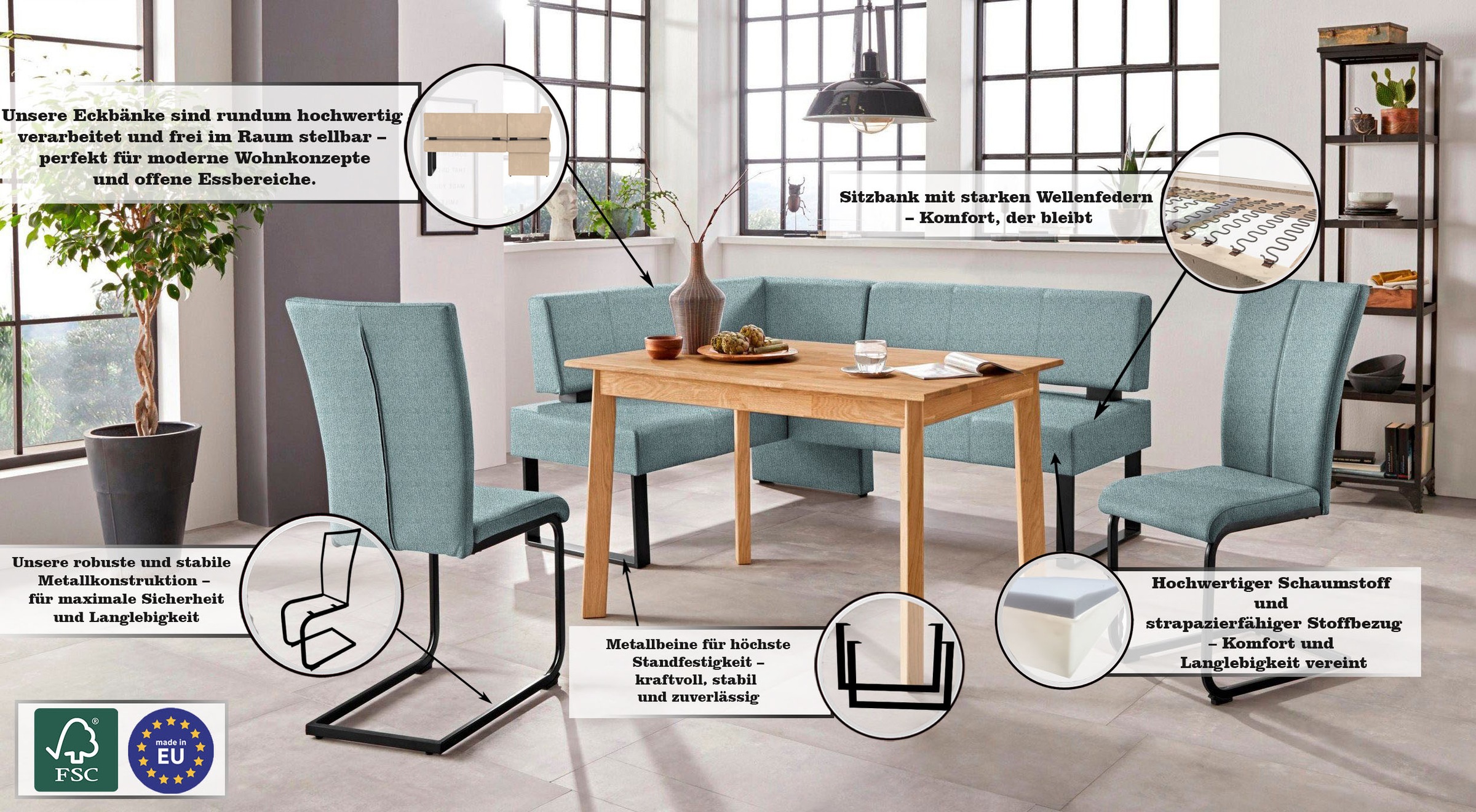 Home affaire Freischwinger »Oliver«, (Set), 2 St., Struktur weich, Stuhl belastbar bis 120 Kg