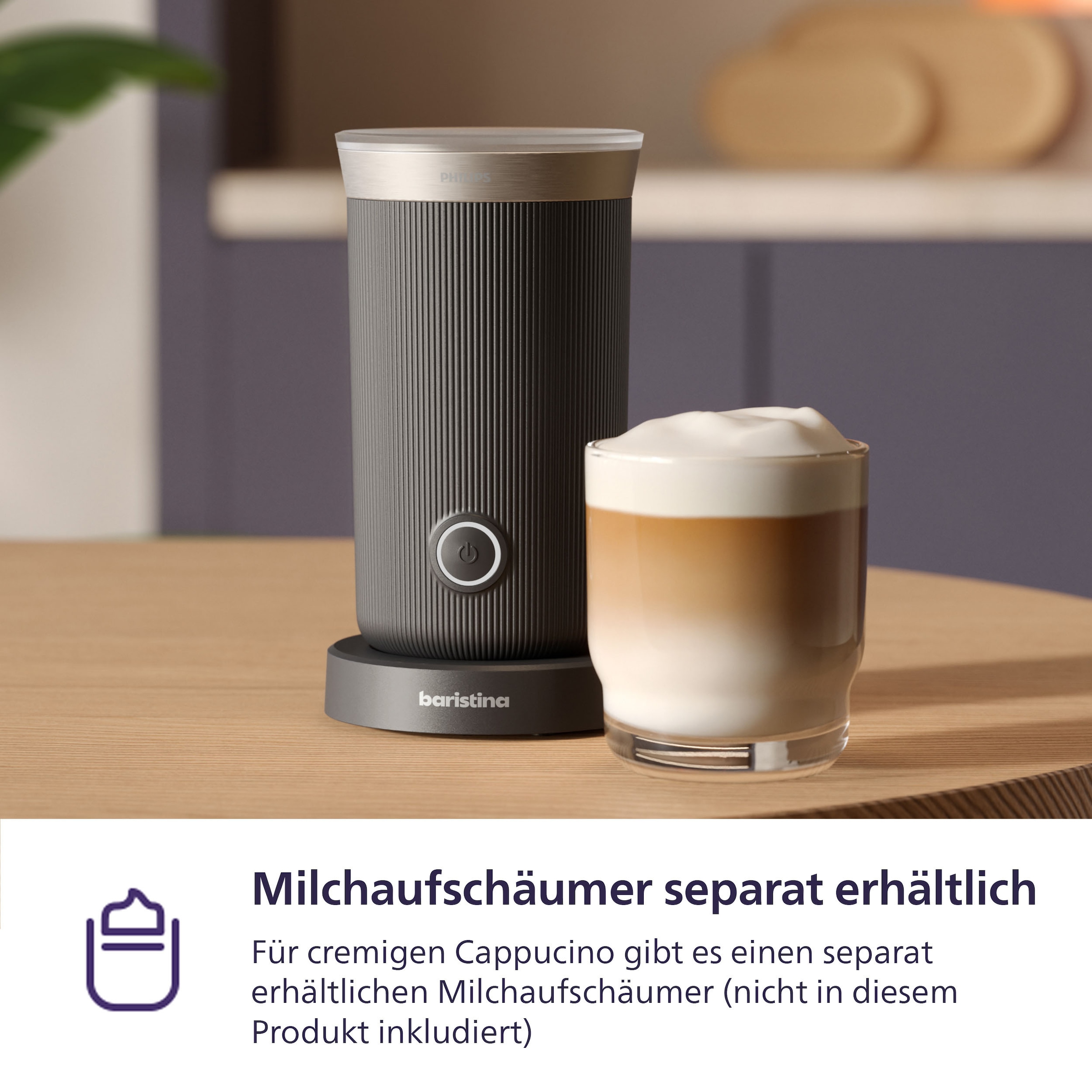PHILIPS baristina Espressomaschine »BAR305/60 mit Mahlwerk für ganze Bohnen« 16 bar Pumpendruck, Schwarzgrau