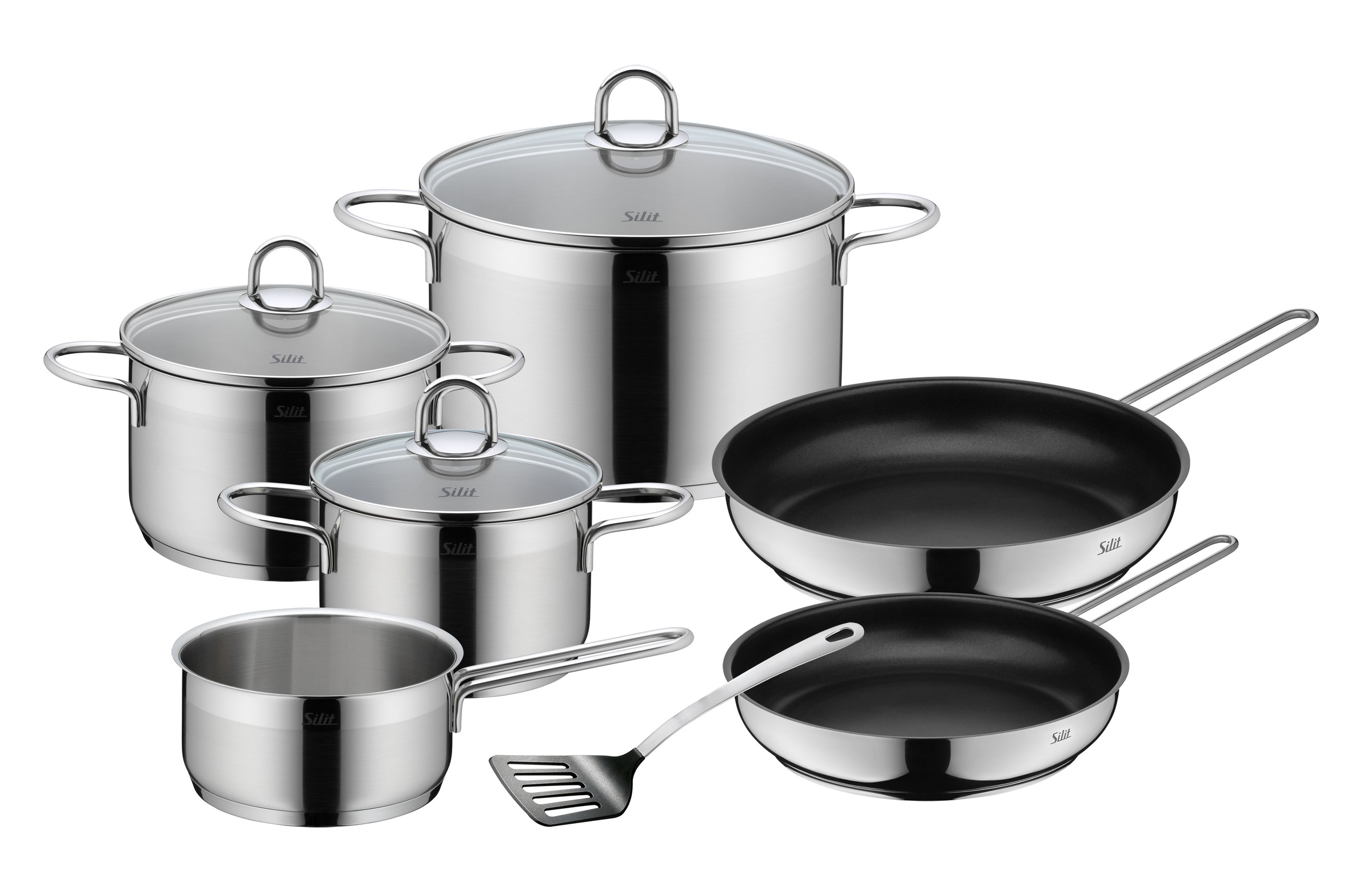 Silit Topf-Set »Diamant« Edelstahl 18/10 Set, inkl. Pfannenwender, 10 Stk. günstig online kaufen