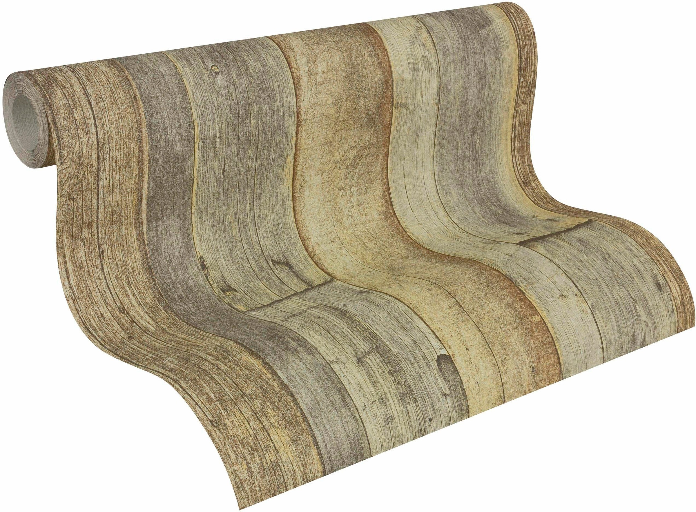 living walls Vliestapete »Best of Wood`n Stone 2nd Edition«, Holz-realistisch-gestreift, Tapete Holzoptik matt leicht strukturiert Tapeten Wohnzimmer modern