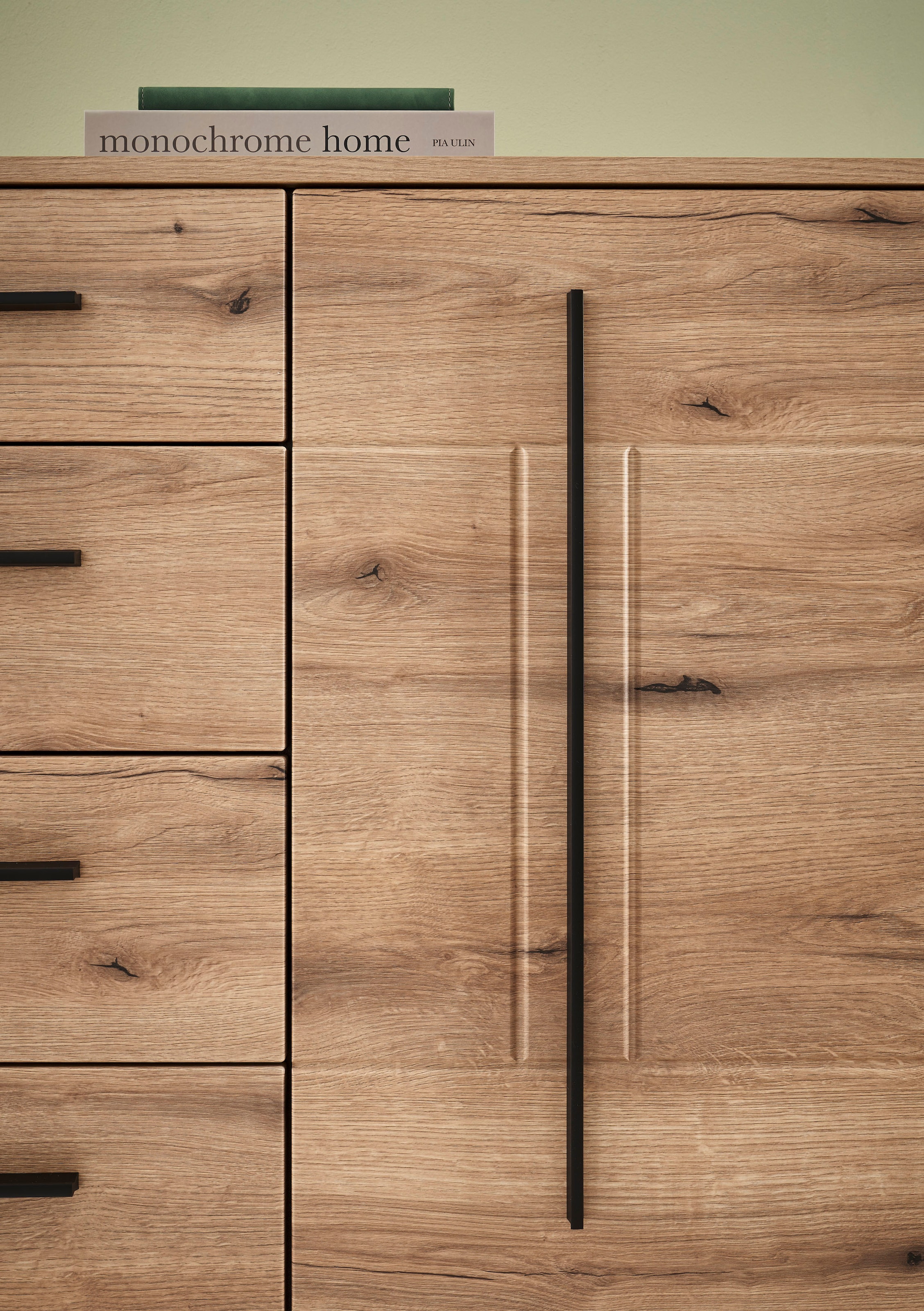 INOSIGN Wohnwand »Cantara, moderne Anbauwand, Wohnzimmer-Set, in Eiche Evoke oder Weiß«, (Set), enthält zwei Vitrinen, ein Sideboard und ein Wandboard