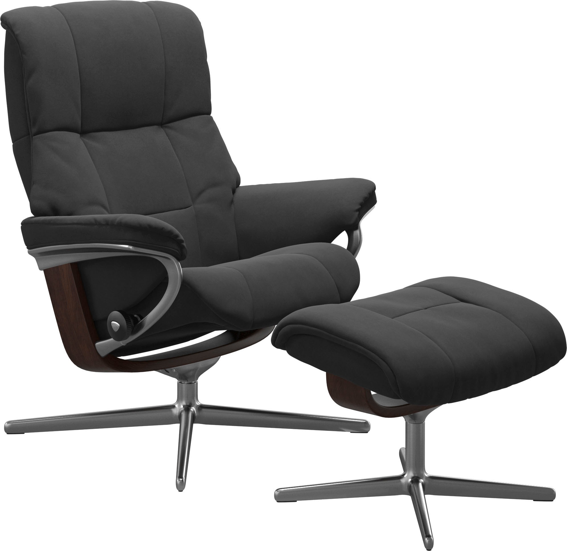 Stressless® Relaxsessel »Mayfair«, (Set, Relaxsessel mit Hocker), mit Hocker, mit Cross Base, Größe S, M & L, Holzakzent Braun
