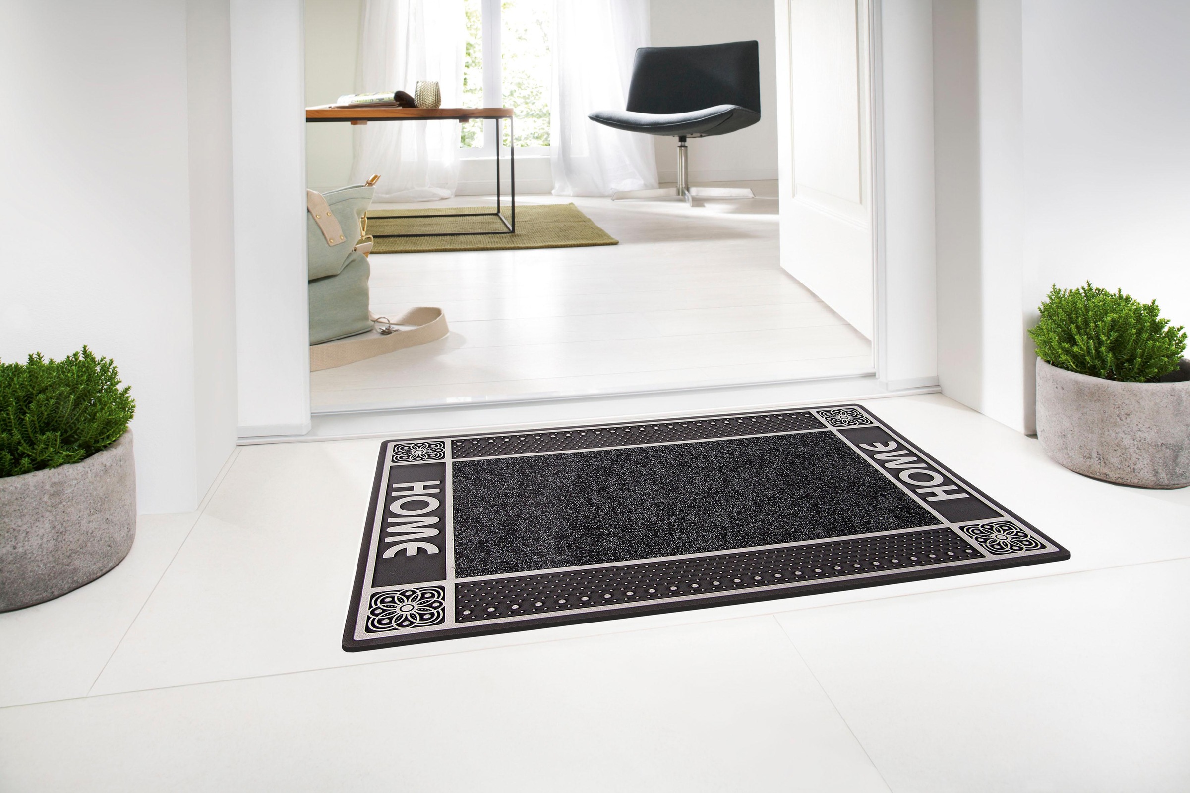 Home2Fashion Fußmatte »DC Clean Home«, rechteckig, 8 mm Höhe, Schmutzfangmatte, mit Spruch, robust, In- und Outdoor geeignet