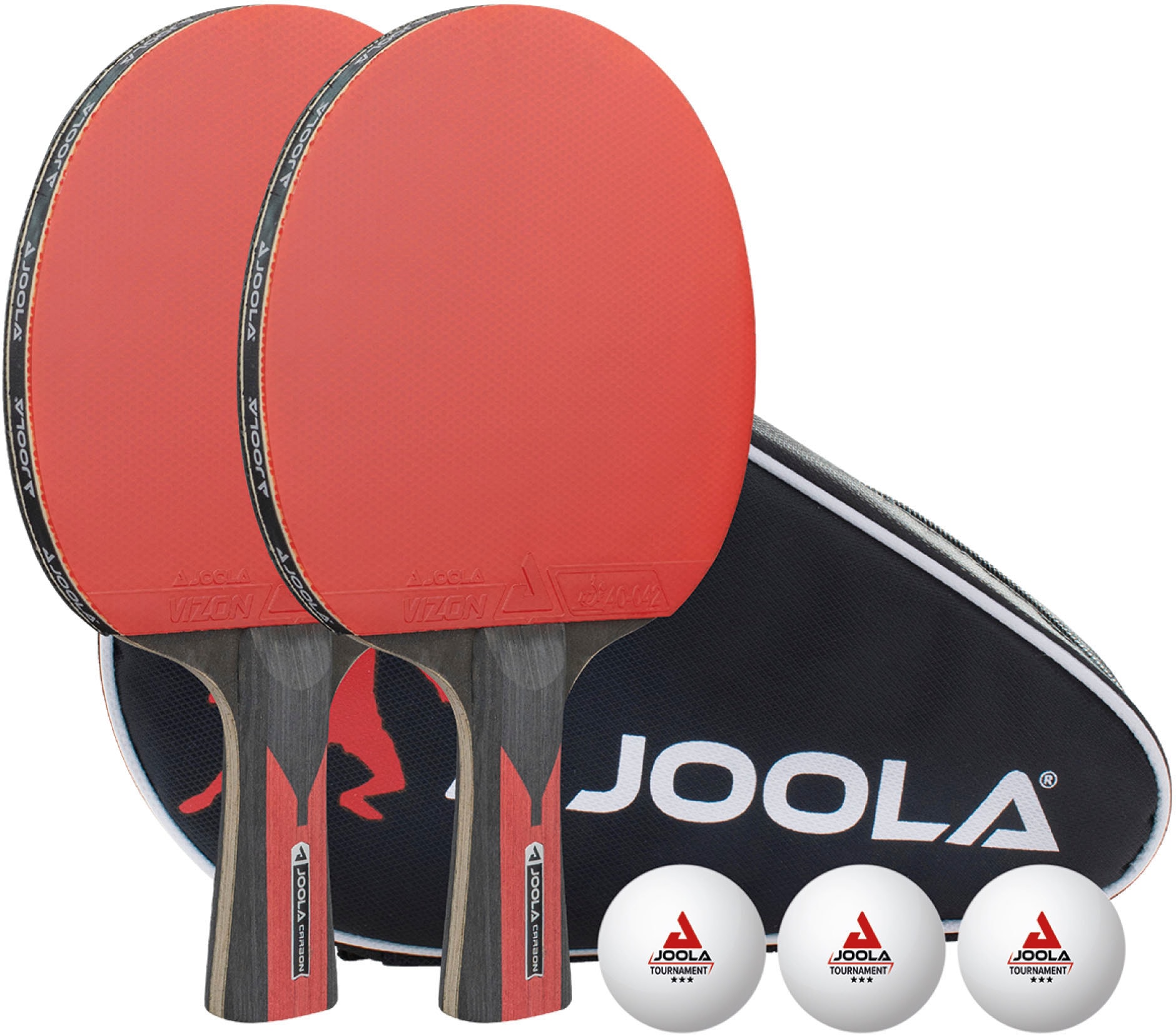 Joola Tischtennisschläger »TT-Set Duo Carbon«, (Set, mit Bällen-mit Schlägerhülle)