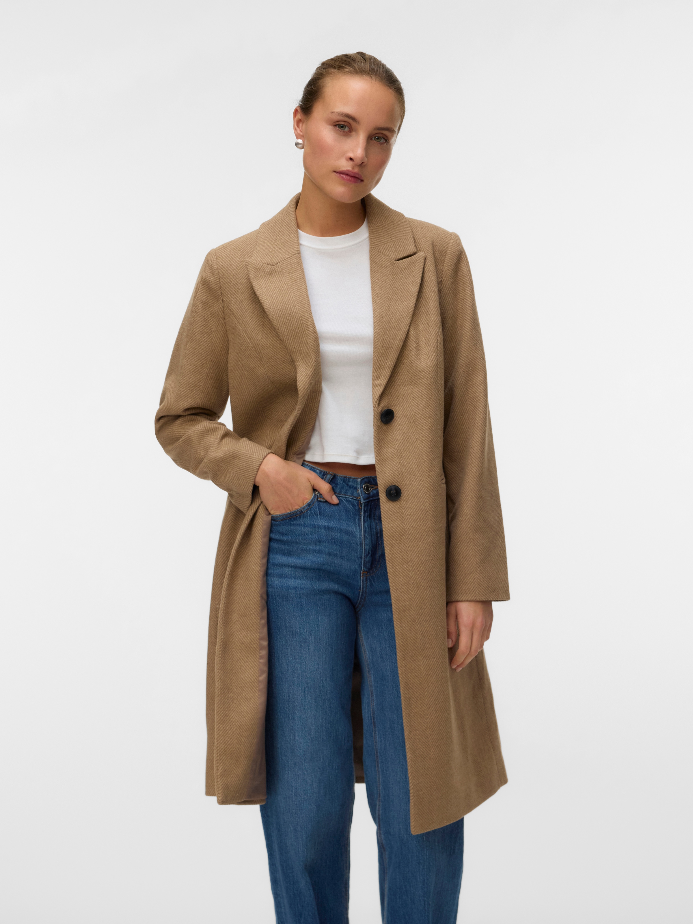 Vero Moda Langmantel »VMBLAZA HERINGBONE LONG WOOL COAT GA BOO«
