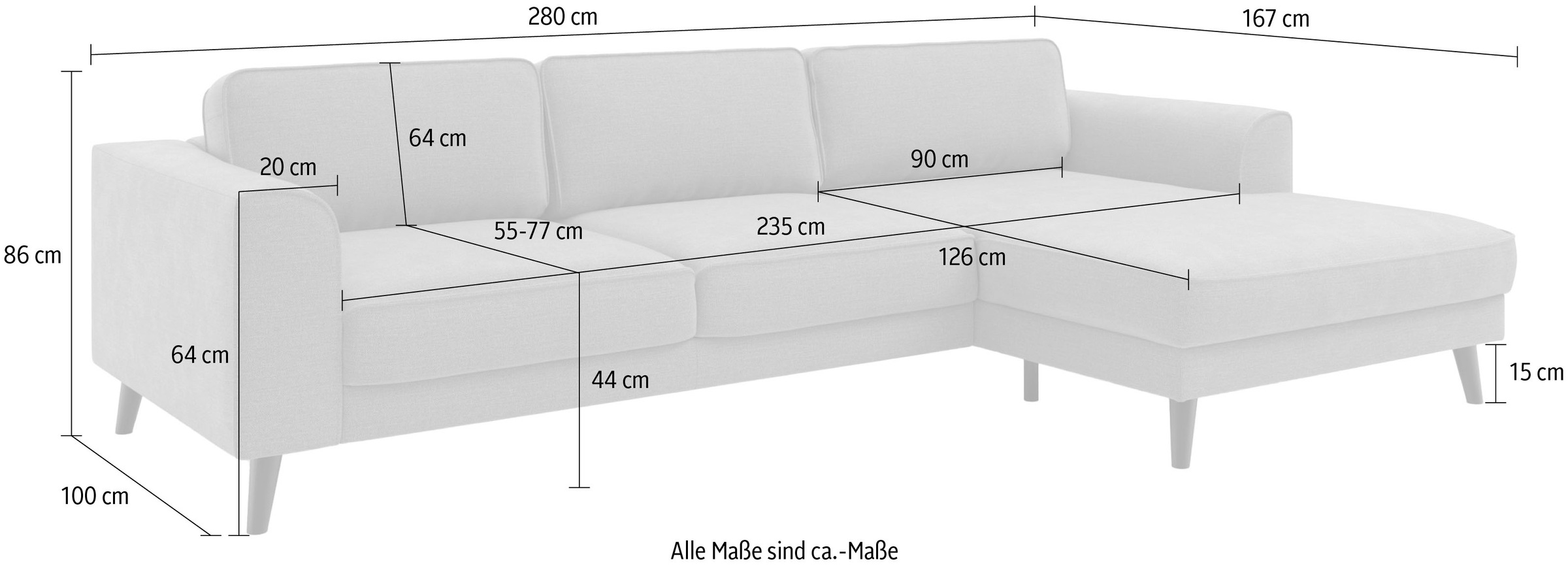 TRENDMANUFAKTUR Ecksofa »Lumber Jack, elegantes Designsofa, zeitlos modern, hoher Sitzkomfort« wahlweise mit Bettfunktion u. Bettkasten, L-Form