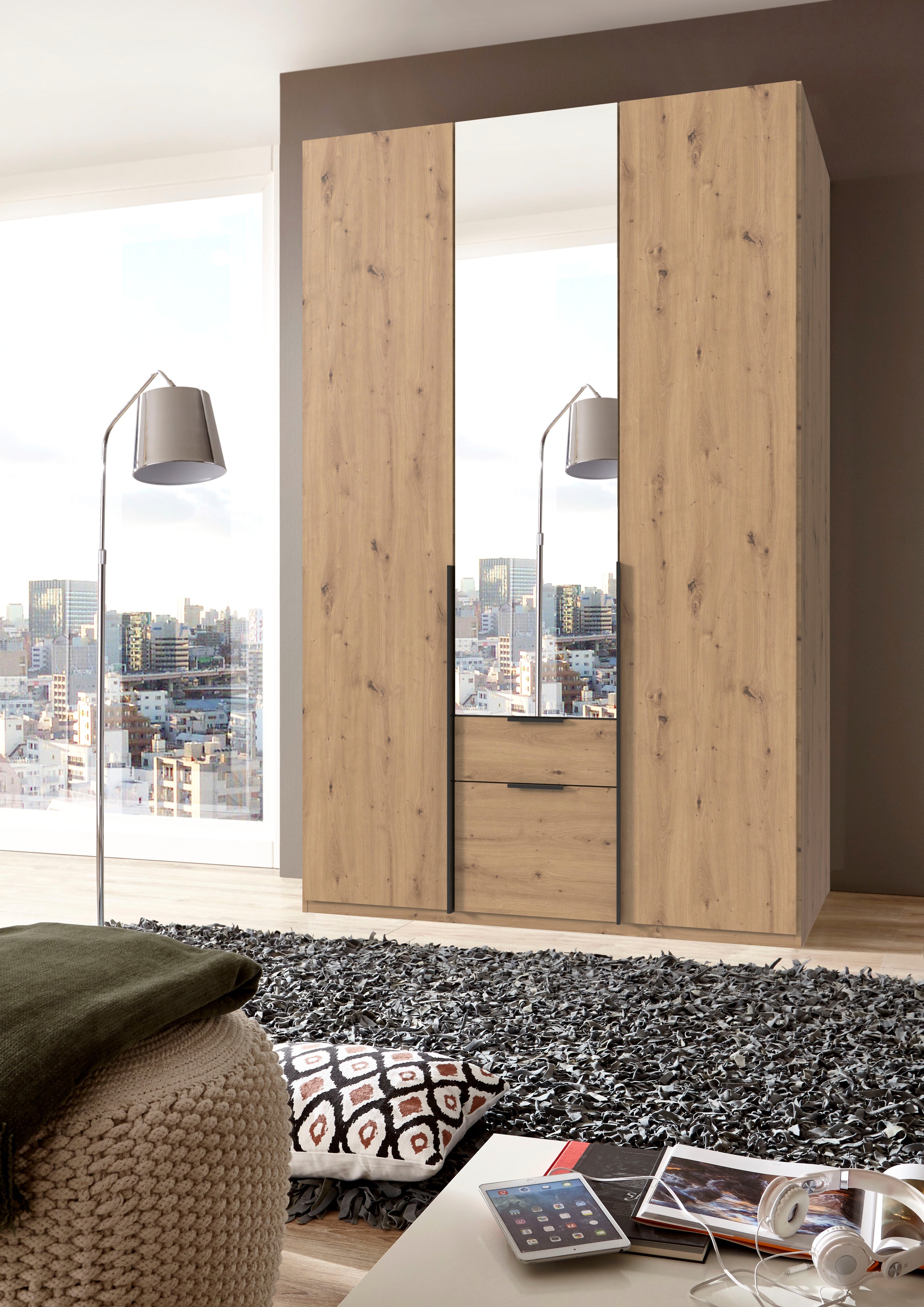 Wimex Drehtürenschrank »Mugano« mit langen oder kurzen Griffen aus Metall, günstig online kaufen