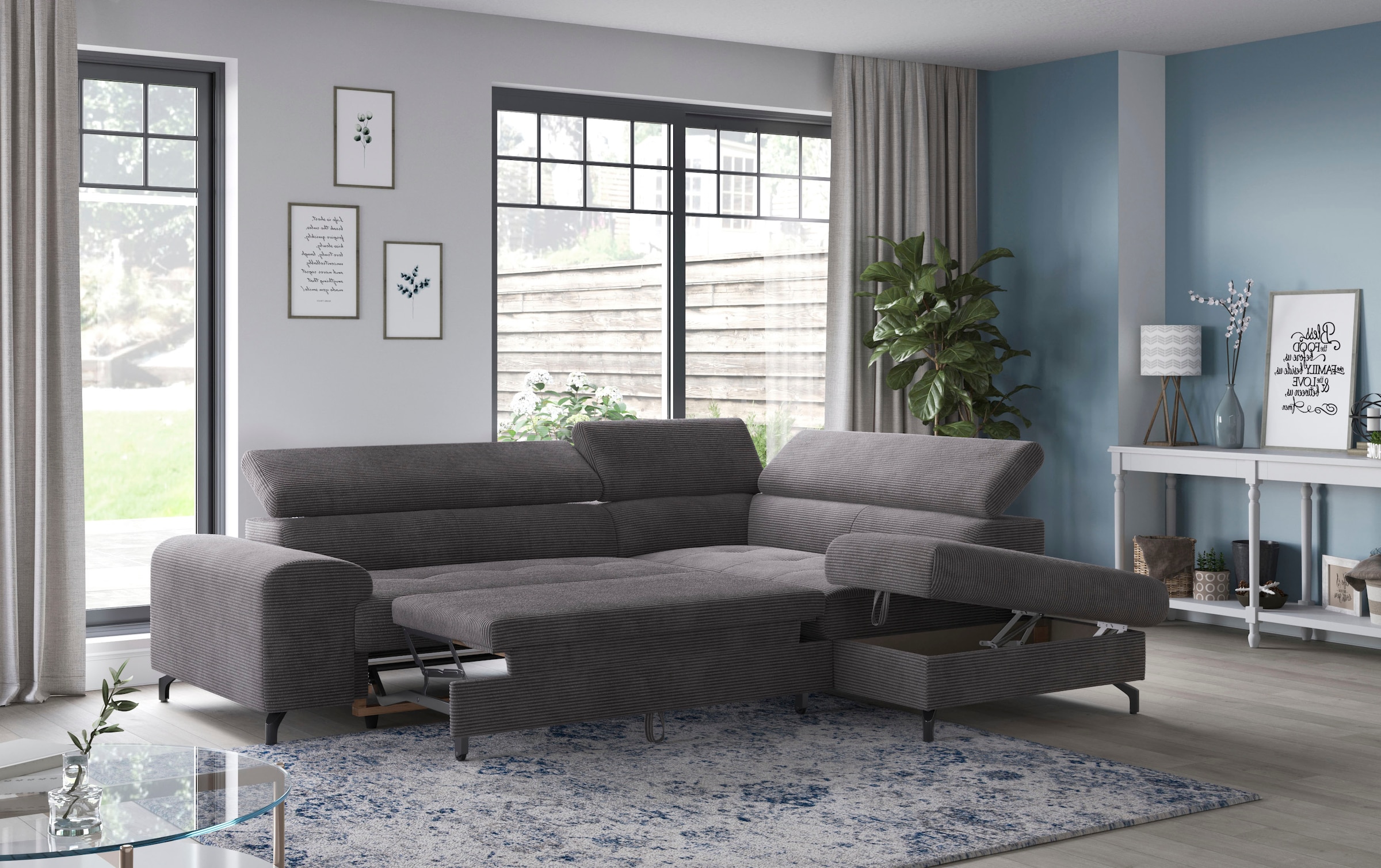 COTTA Ecksofa »Aura L-Form«, mit Schlaffunktion, Bettkasten und Kopfteilverstellung
