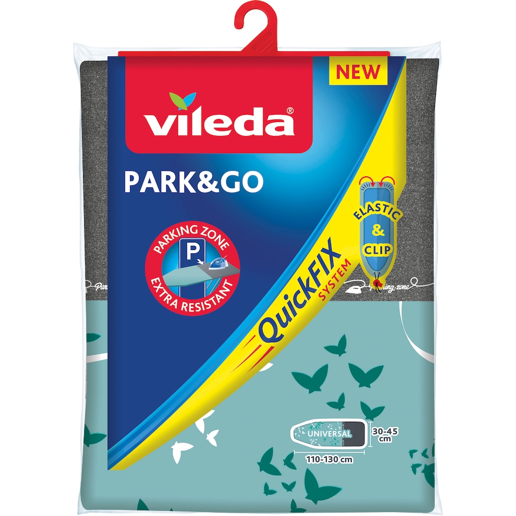 Vileda Bügelbrettbezug »Park & Go QuickFIX«, (1 tlg.), metallisierte Kurzzeit-Parkzone für Bügeleisen, 110x30 cm