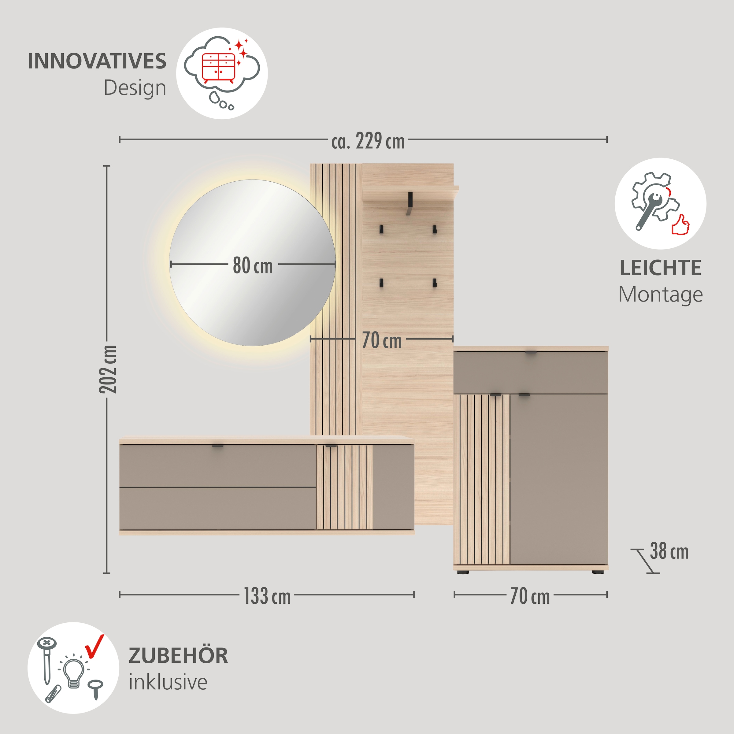 Innostyle Schuhschrank »PISA Schuhschrank« 1 Stk. tlg. Soft Close, AB- Kante, 1 Schublade, 4 Fächer