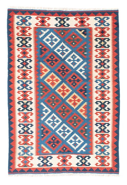 morgenland Wollteppich »Kelim Fars Nomadisch Blu 188 x 122 cm«, rechteckig, günstig online kaufen