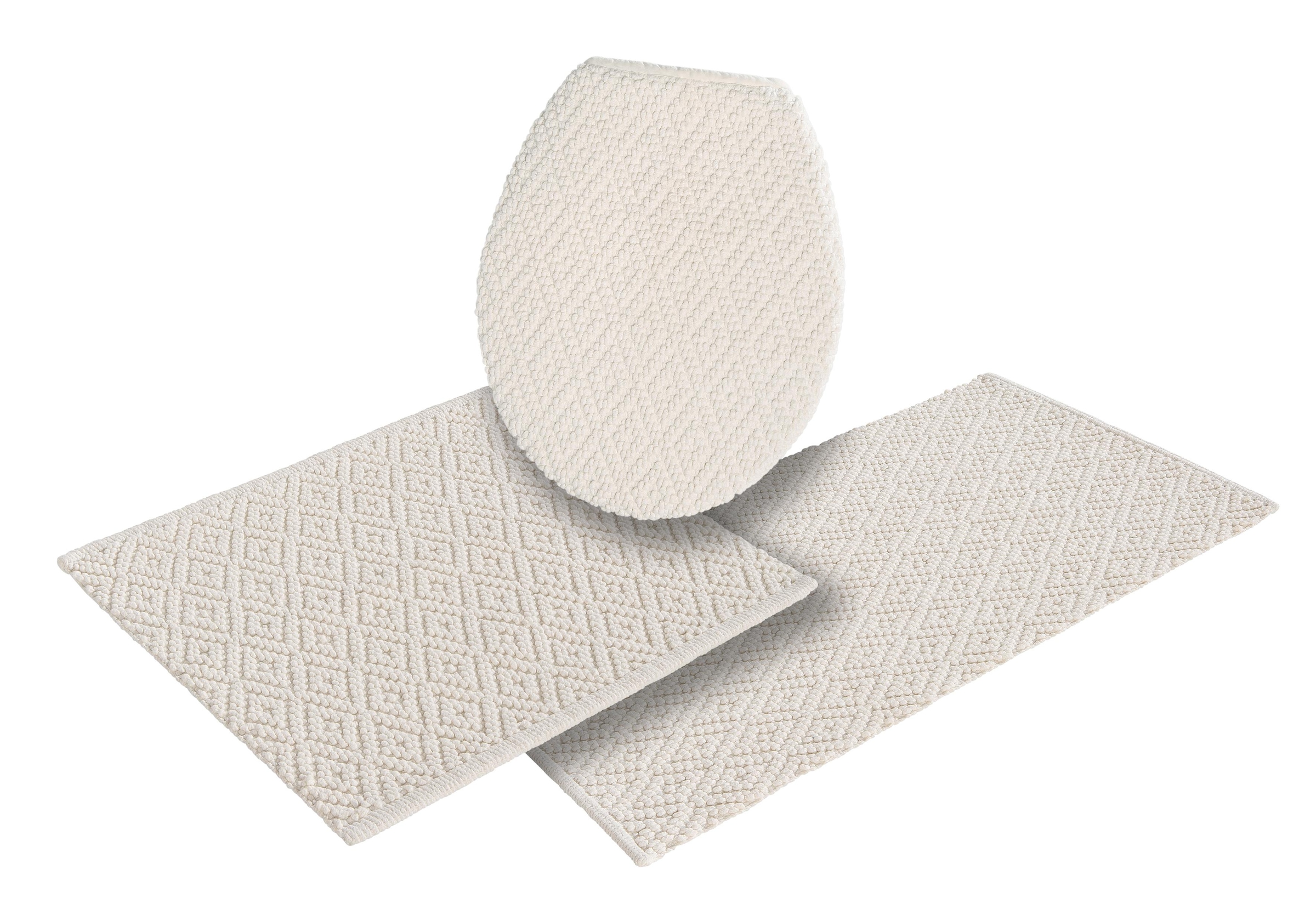 my home Badematte »Numan, Badvorleger, Badezimmer Teppich«, strapazierfähig-fußbodenheizungsgeeignet, Rauten-Muster, Badteppich, auch als 3 teiliges Set erhältlich