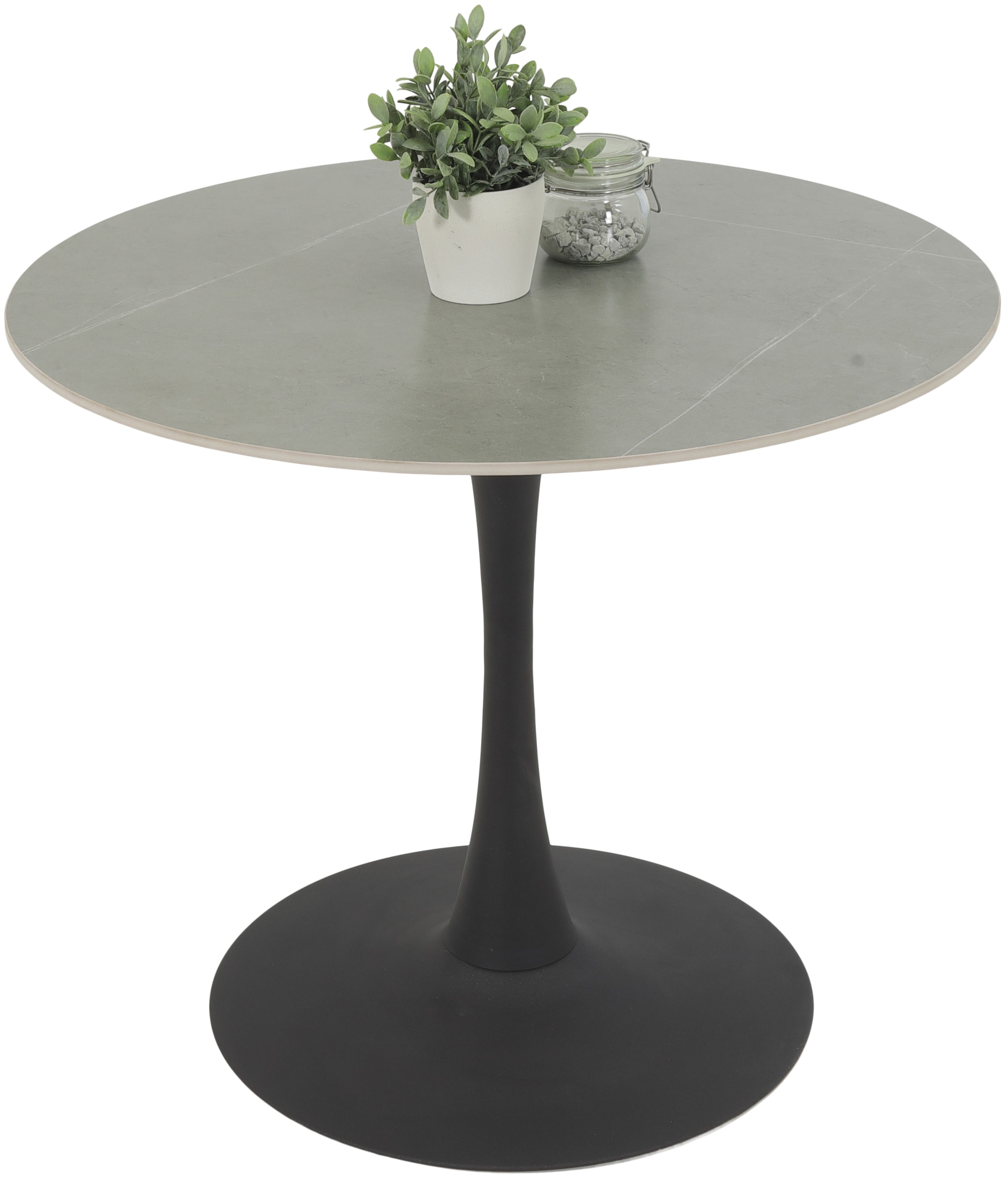 HELA Essgruppe »MOSEL«, (3 tlg.), Tisch 90x75 cm, Platte rund, gesinterter Stein, Armlehnenstuhl