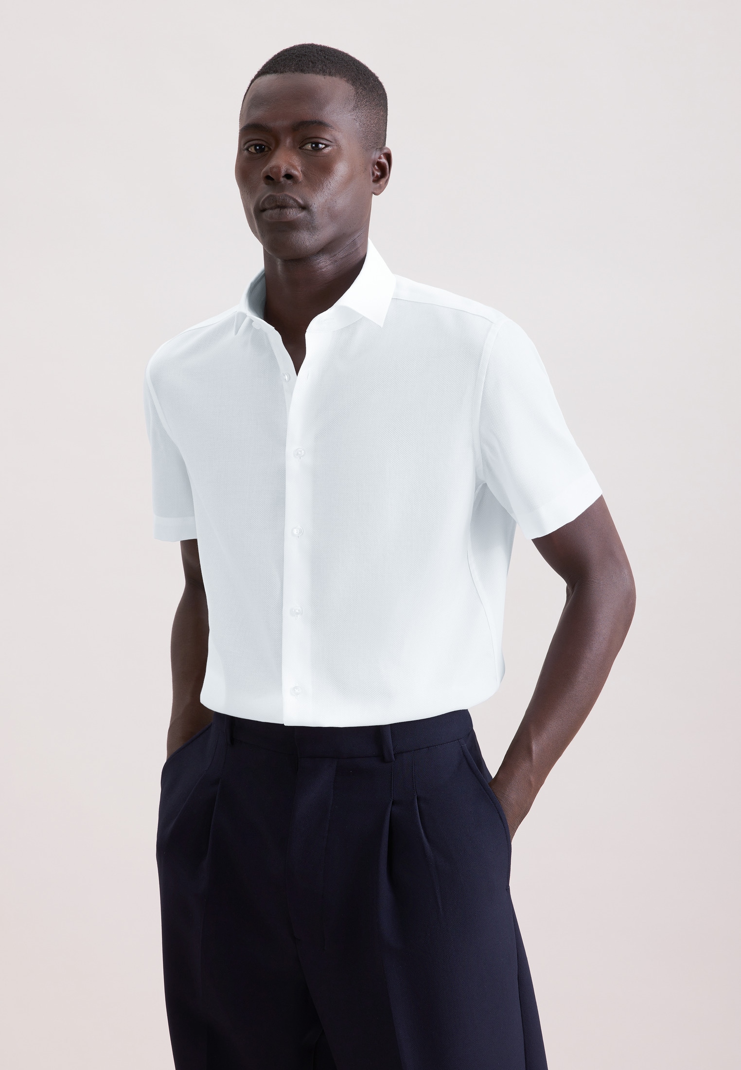 seidensticker Businesshemd »Schwarze Rose« Shaped 1/2 Kentkragen Struktur