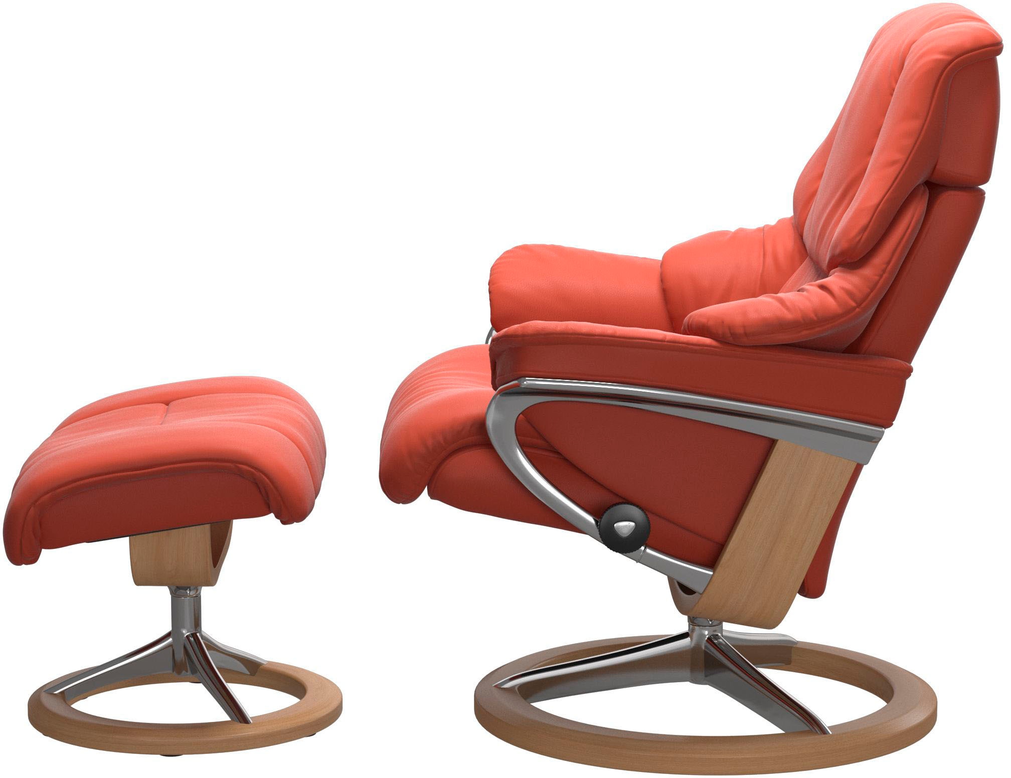 Stressless® Relaxsessel »Reno«, (Set, Relaxsessel mit Hocker), mit Hocker, mit Signature Base, Größe S, M & L, Gestell Eiche