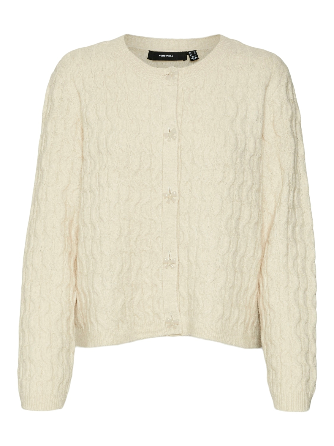 Vero Moda Vmblossom Ls Cardigan à col Rond, Mélange de Gris