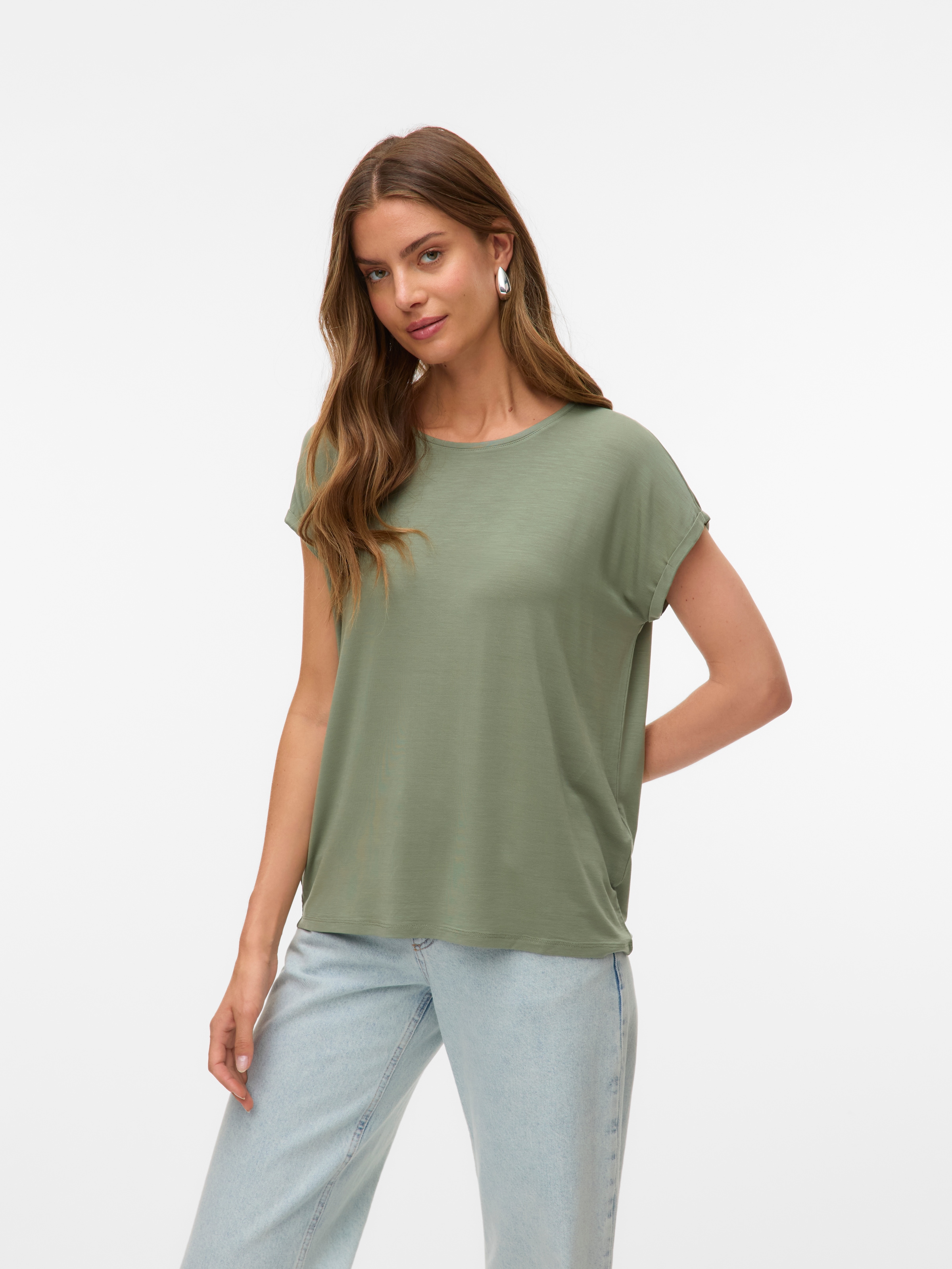 Vero Moda Rundhalsshirt »VMAVA PLAIN SS TOP GAJRS NOOS«