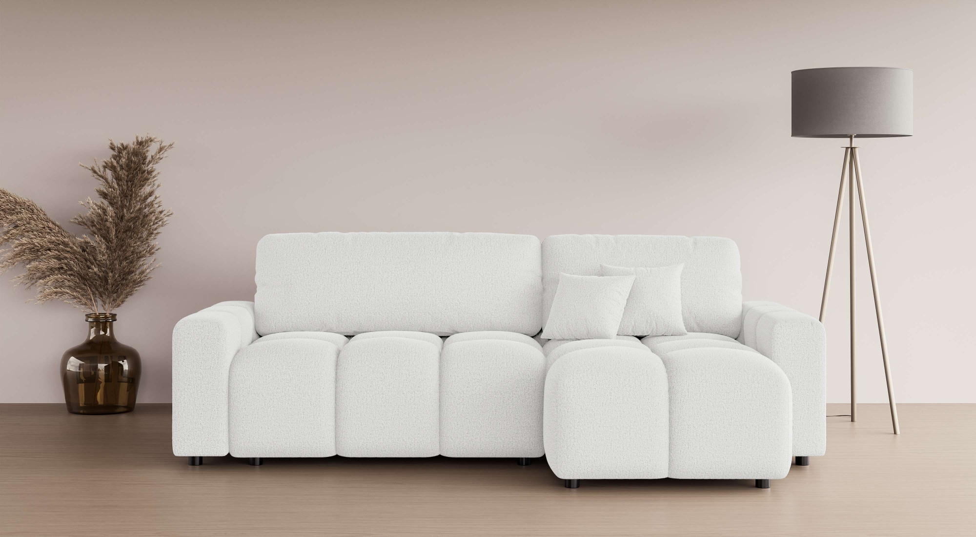 Home affaire Ecksofa »FELICI, Schlafsofa 233cm, L-Form mit Recamiere beidseitig montierbar« Designsofa mit Bettfunktion und Bettkasten, Maße B/T/H: 233/142/88 cm