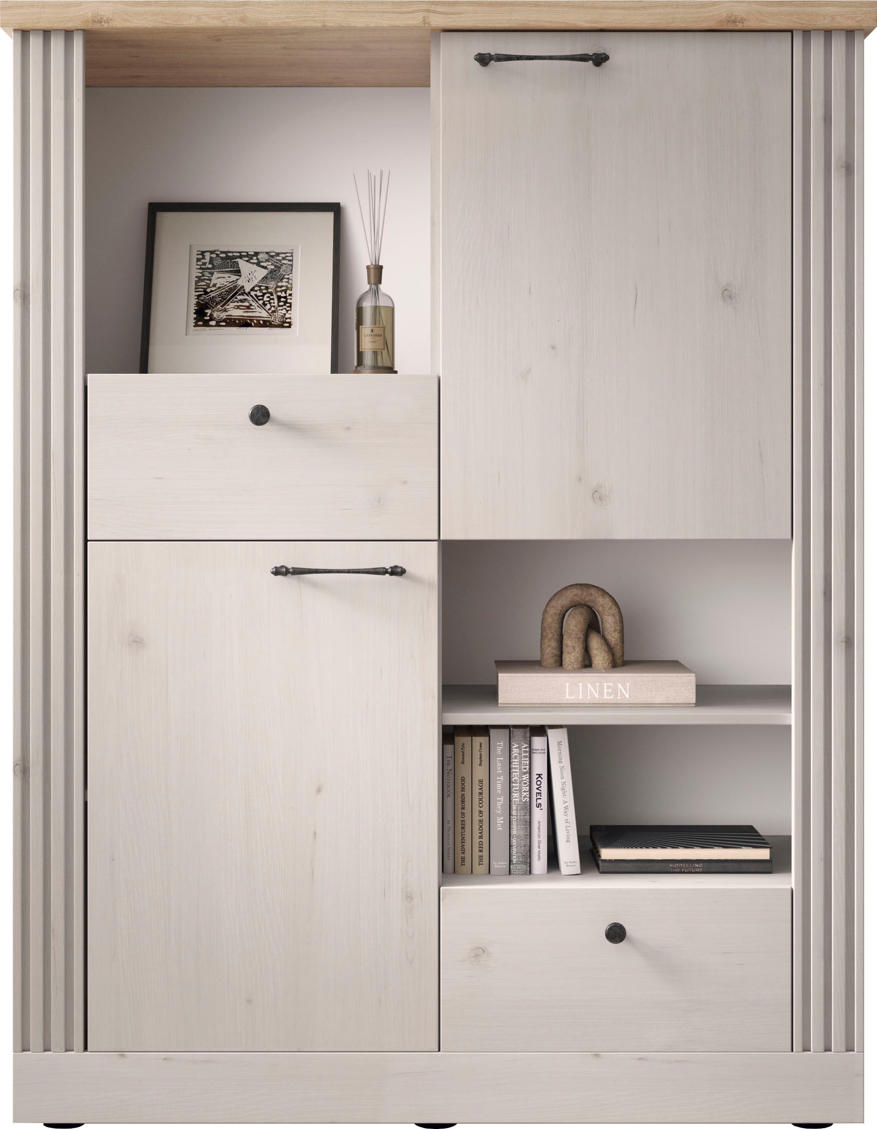 Home affaire Highboard »Country Höhe 160 cm u. Breite 118 cm, Kommode 2 Tür günstig online kaufen