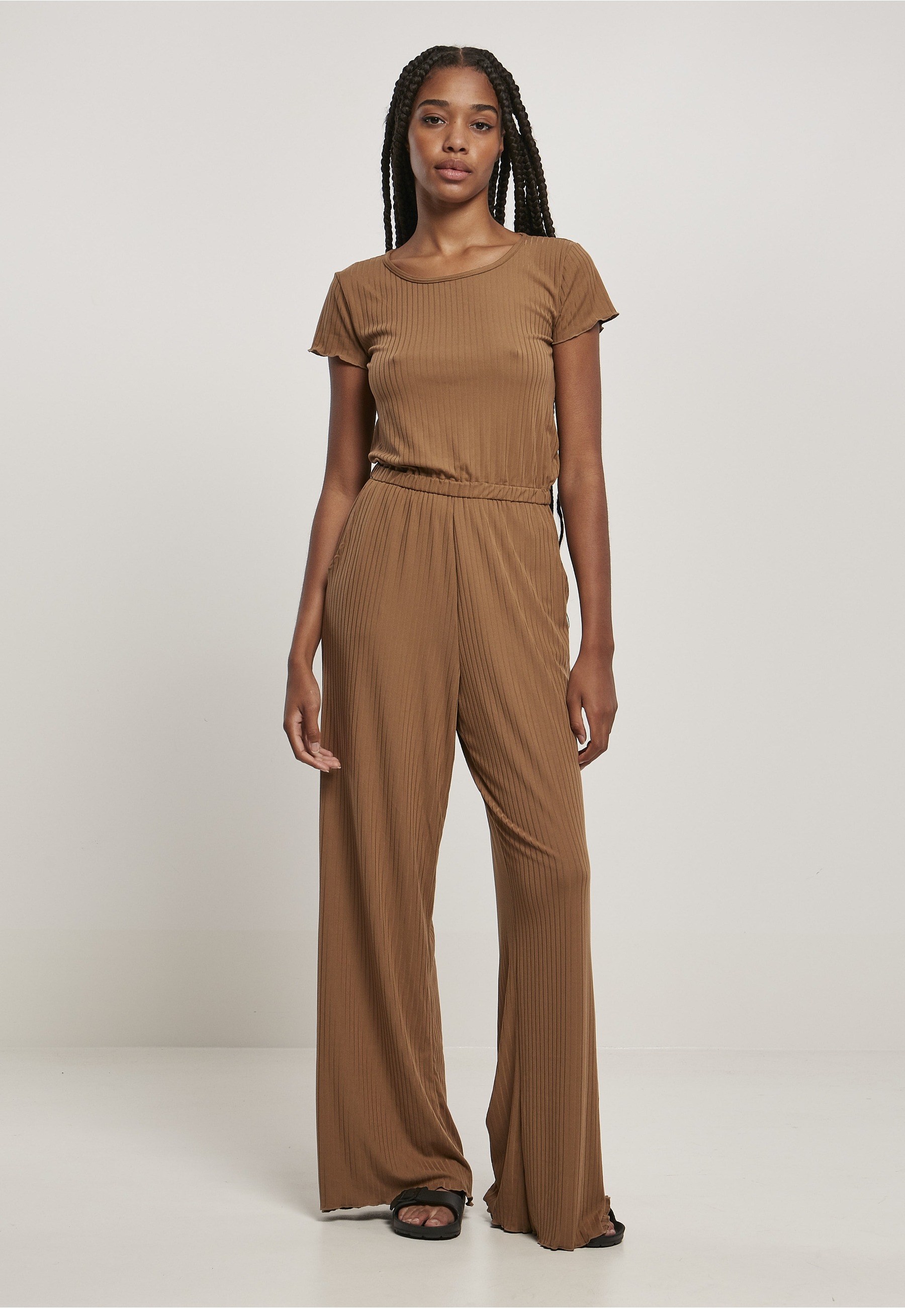 URBAN CLASSICS Jumpsuit »Urban Classics Damen Ladies Rib Wid Leg Jumpsuit« 1 Stk.